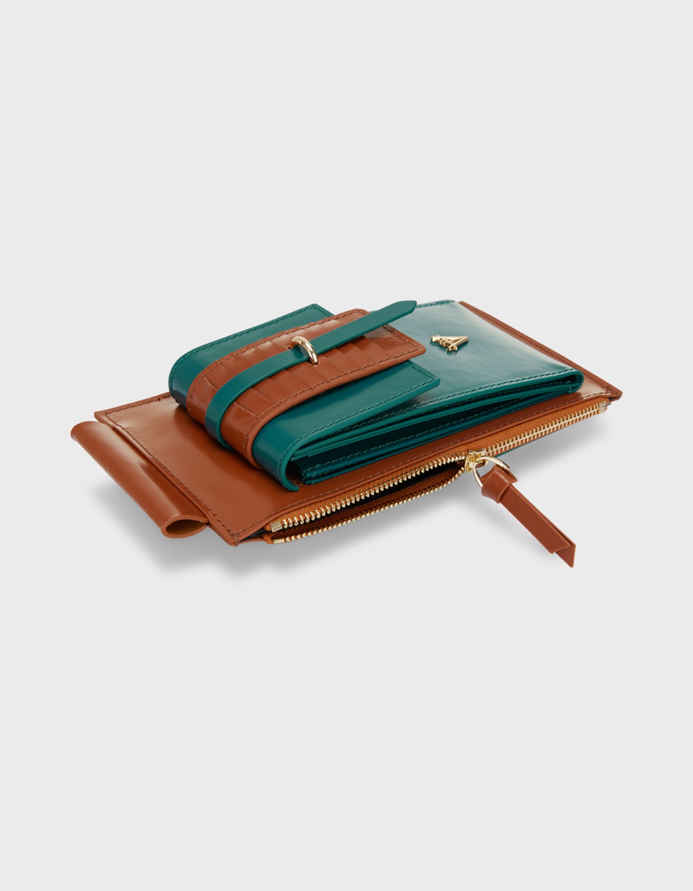 HiVa Atelier | Phone Pouch VERDIGRIS & BOMBAY BROWN | Her Tarza Uygun Deri Aksesuarlar