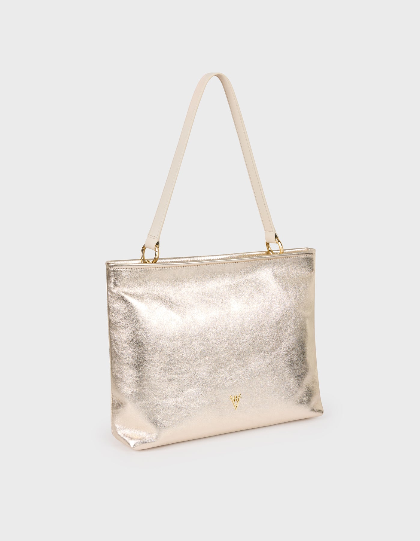 Leather Mesh Tote Bag with Golden Beaded Detail