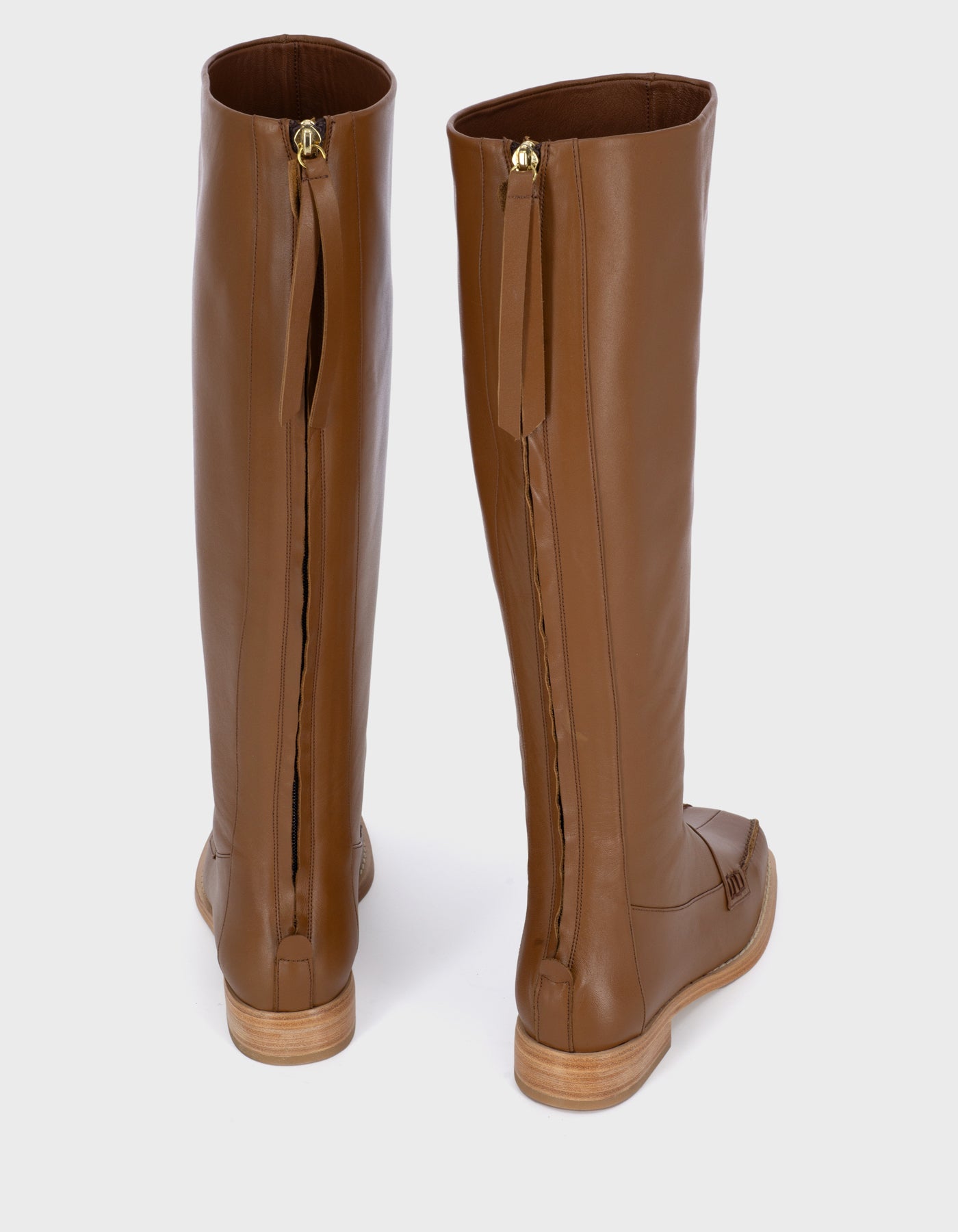 Hiva Atelier | Block Detail Knee Boots WOOD | Her Tarza Uygun Deri Aksesuarlar