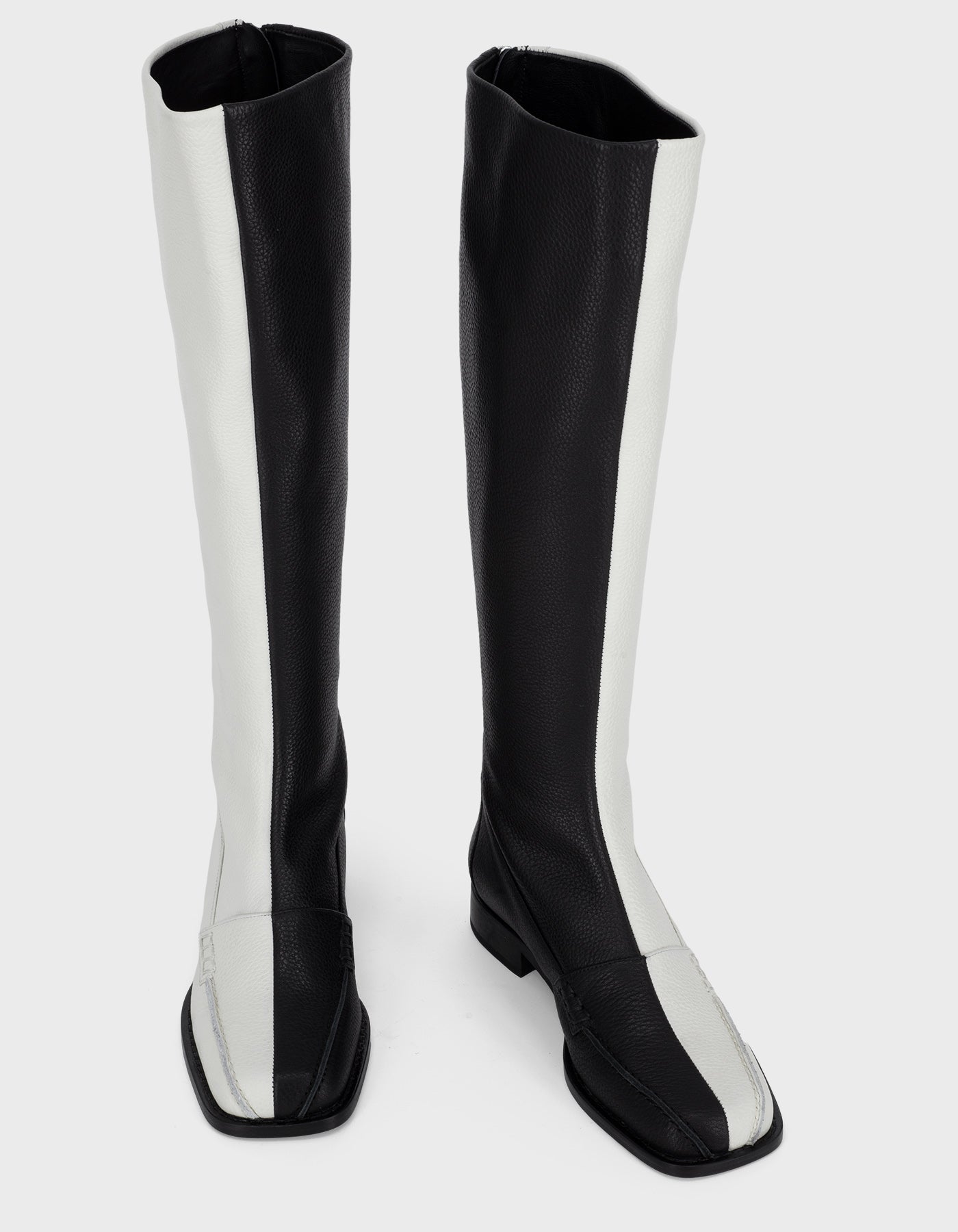Hiva Atelier | Block Detail Knee Boots BLACK & BONE | Her Tarza Uygun Deri Aksesuarlar