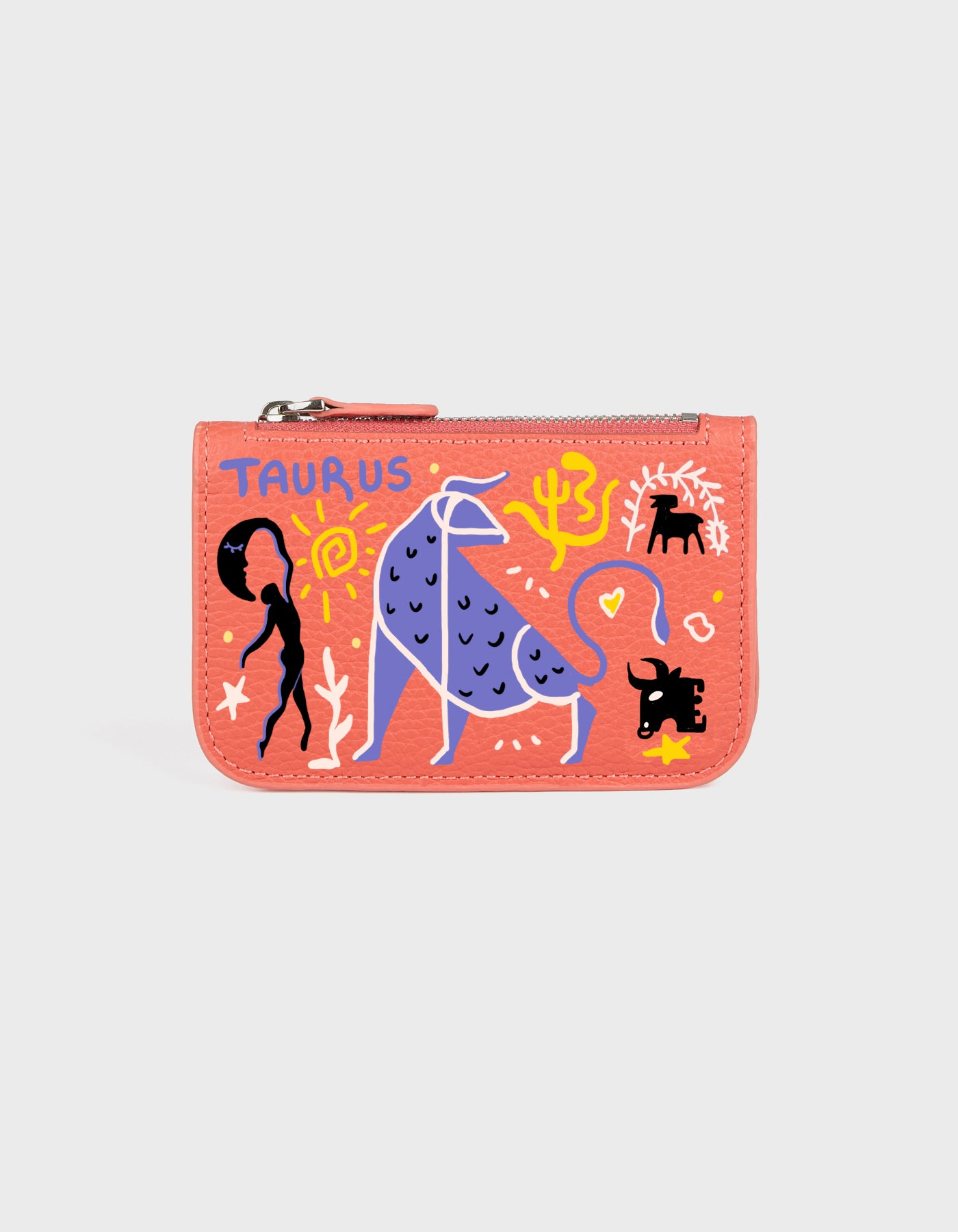 Hiva Atelier | Alae Zodiac Edition - Hand-Painted Coral Taurus | Her Tarza Uygun Deri Aksesuarlar