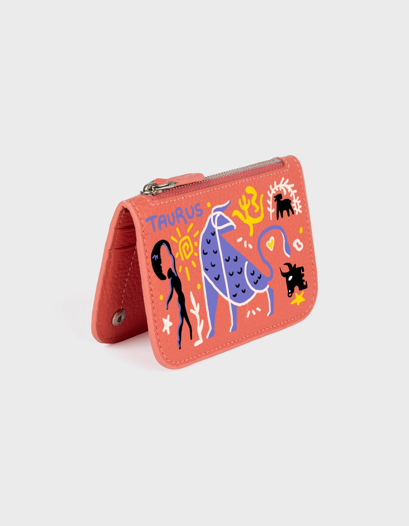 Hiva Atelier | Alae Zodiac Edition - Hand-Painted Coral Taurus | Her Tarza Uygun Deri Aksesuarlar