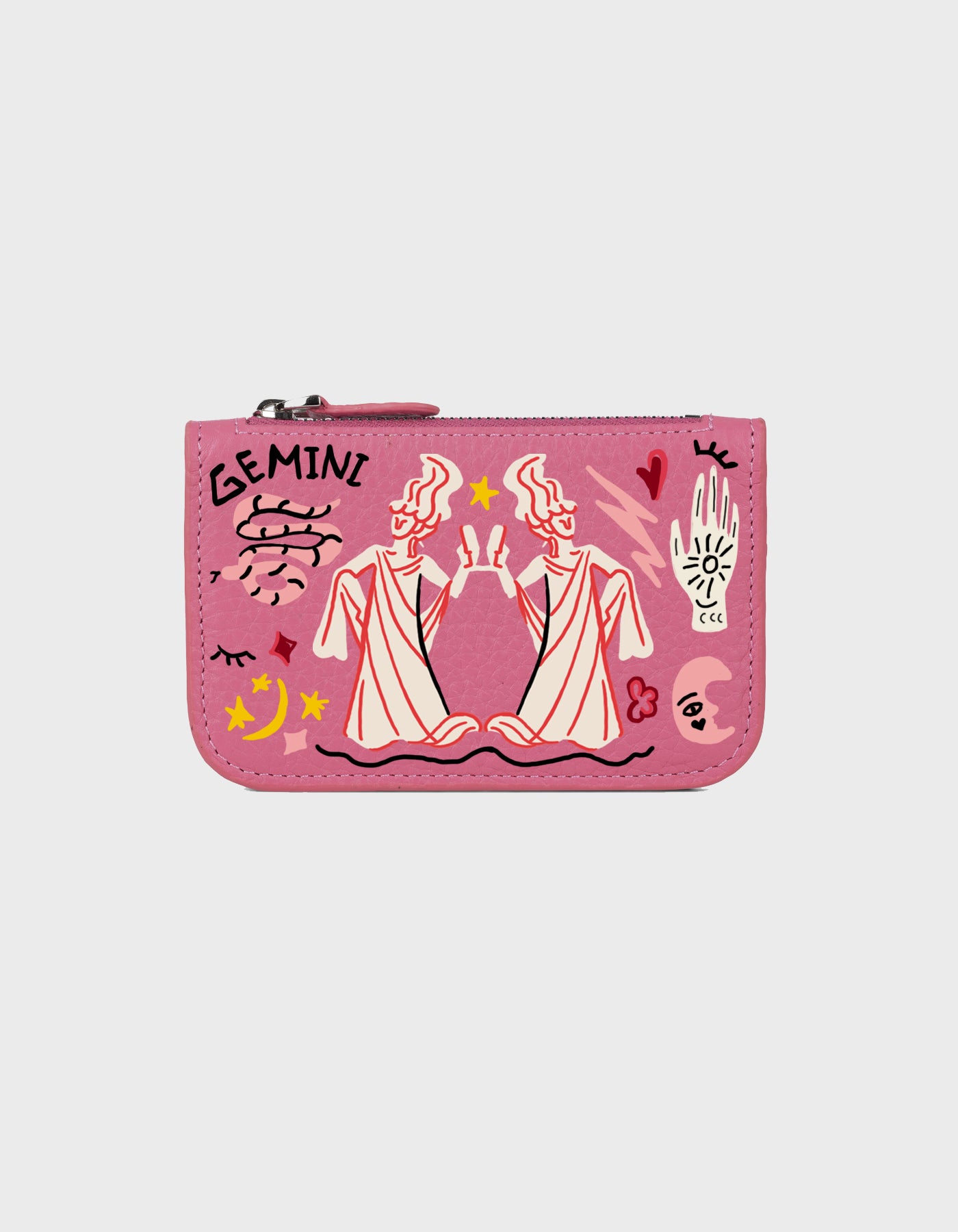 Hiva Atelier | Alae Zodiac Edition - Hand-Painted Pink Gemini | Her Tarza Uygun Deri Aksesuarlar