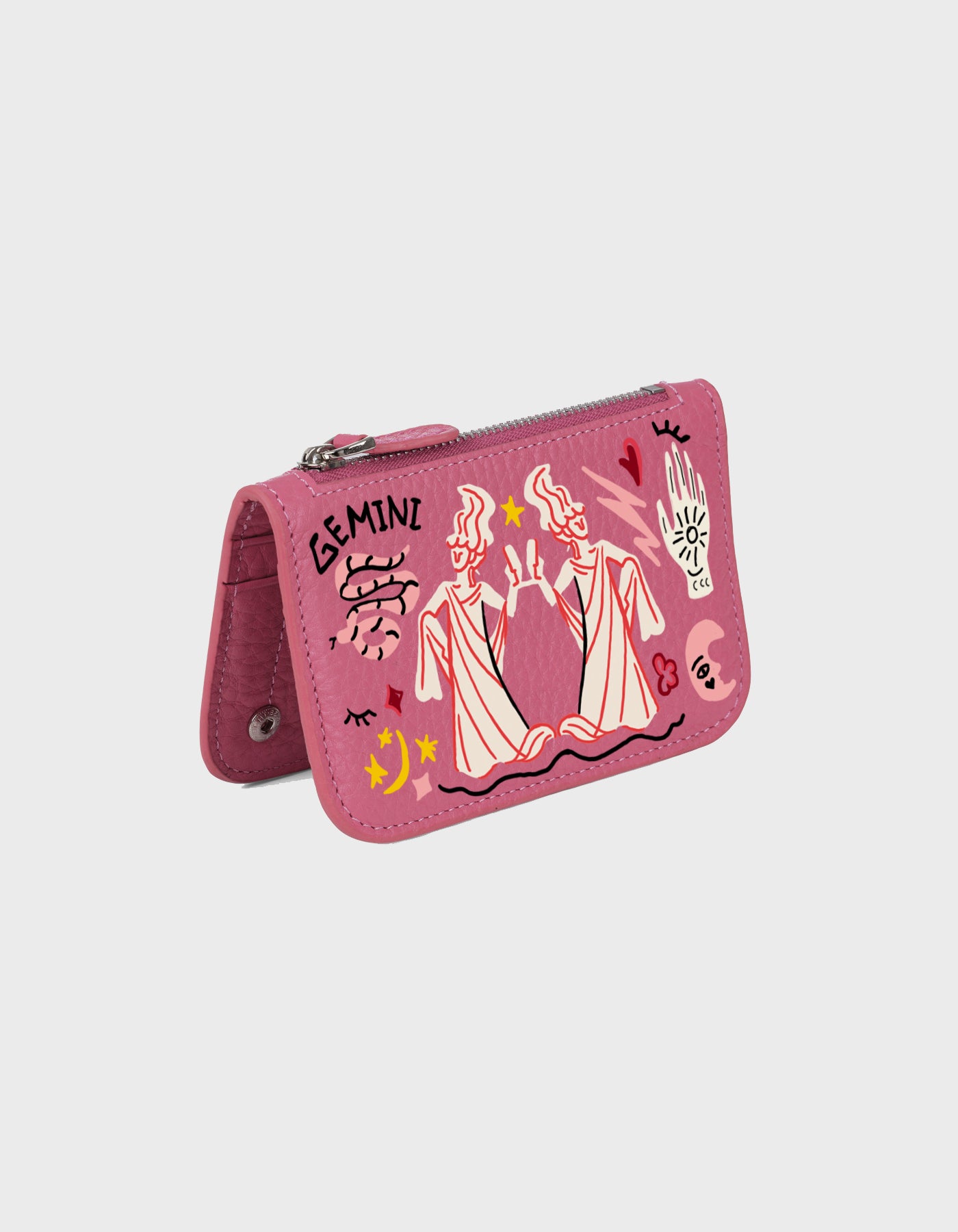 Hiva Atelier | Alae Zodiac Edition - Hand-Painted Pink Gemini | Her Tarza Uygun Deri Aksesuarlar