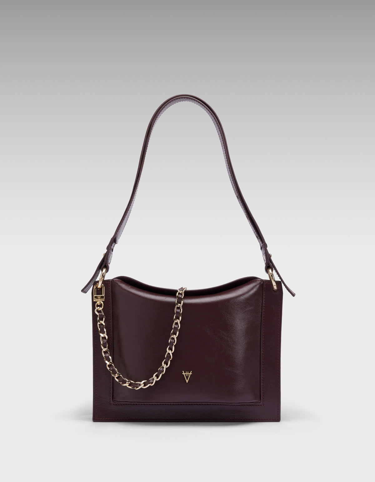 HiVa Atelier | Dalia Mini Sleek & Square Shoulder Bag Burgundy | Her Tarza Uygun Deri Aksesuarlar