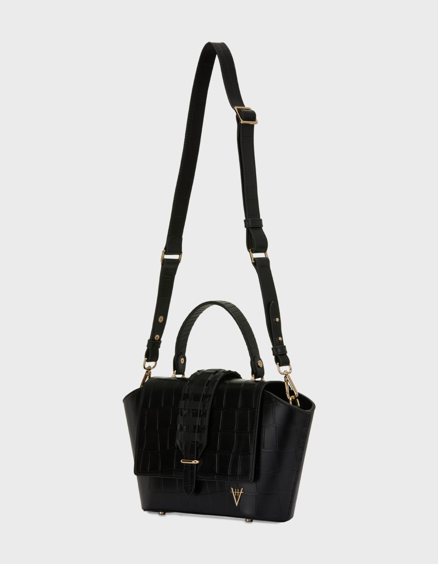 HiVa Atelier - Ventus Shoulder Bag Croco Effect Black