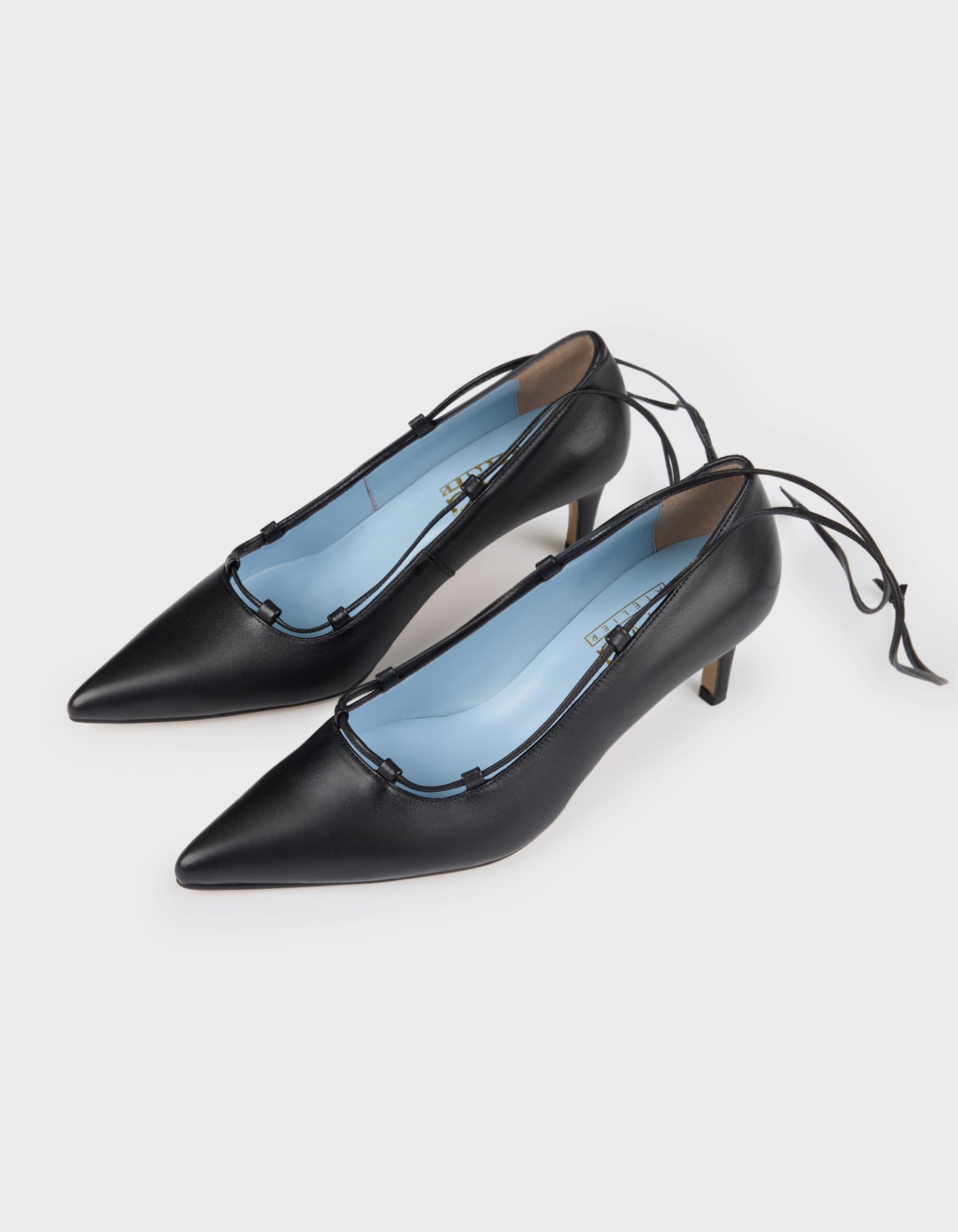 Hiva Atelier | Lace Up Pointed Toe Heels Black | Her Tarza Uygun Deri Aksesuarlar