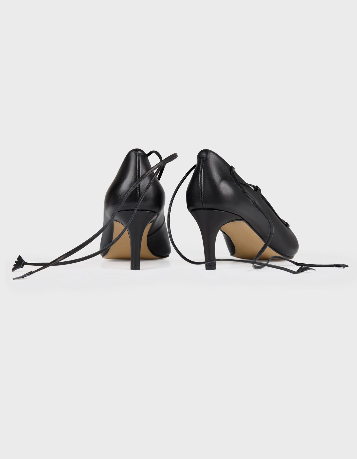 Hiva Atelier | Lace Up Pointed Toe Heels Black | Her Tarza Uygun Deri Aksesuarlar