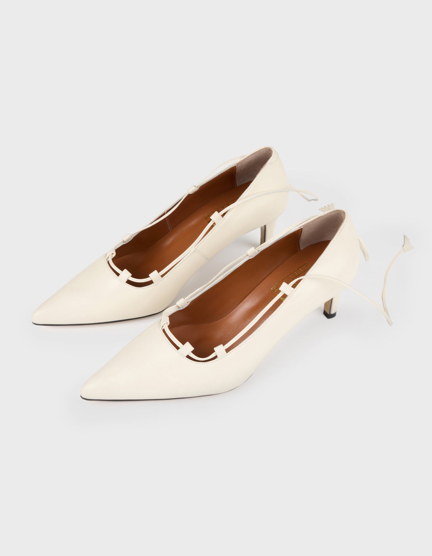 Hiva Atelier | Lace Up Pointed Toe Heels Bone | Her Tarza Uygun Deri Aksesuarlar