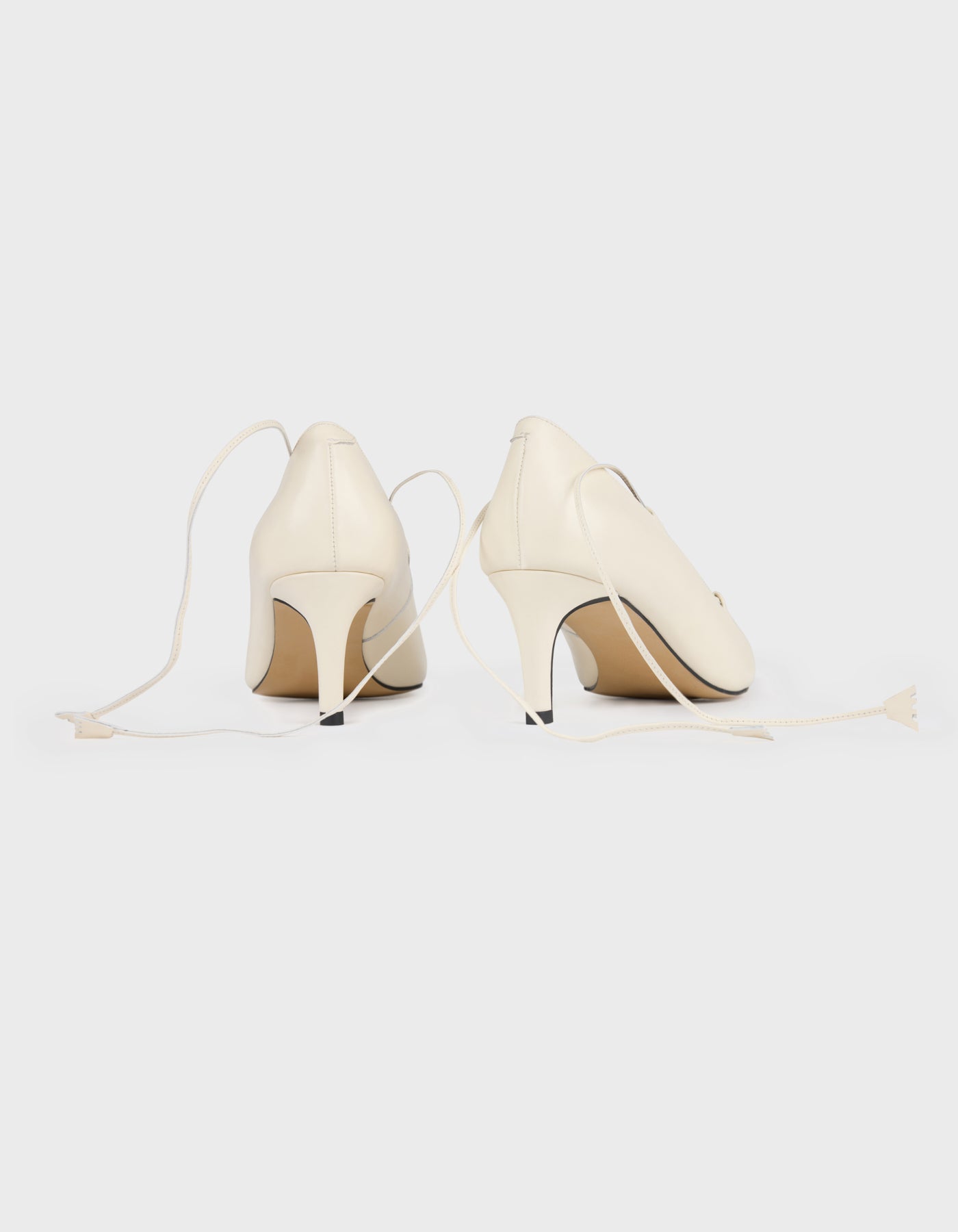 Hiva Atelier | Lace Up Pointed Toe Heels Bone | Her Tarza Uygun Deri Aksesuarlar