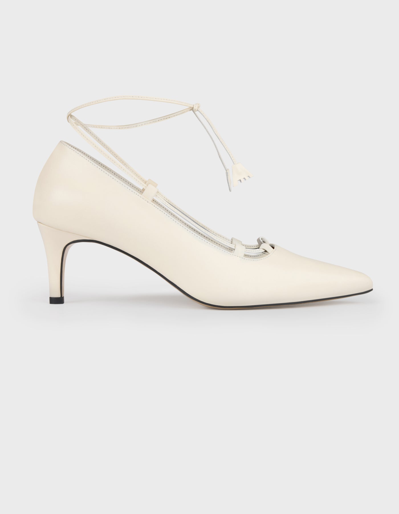 Hiva Atelier | Lace Up Pointed Toe Heels Bone | Her Tarza Uygun Deri Aksesuarlar