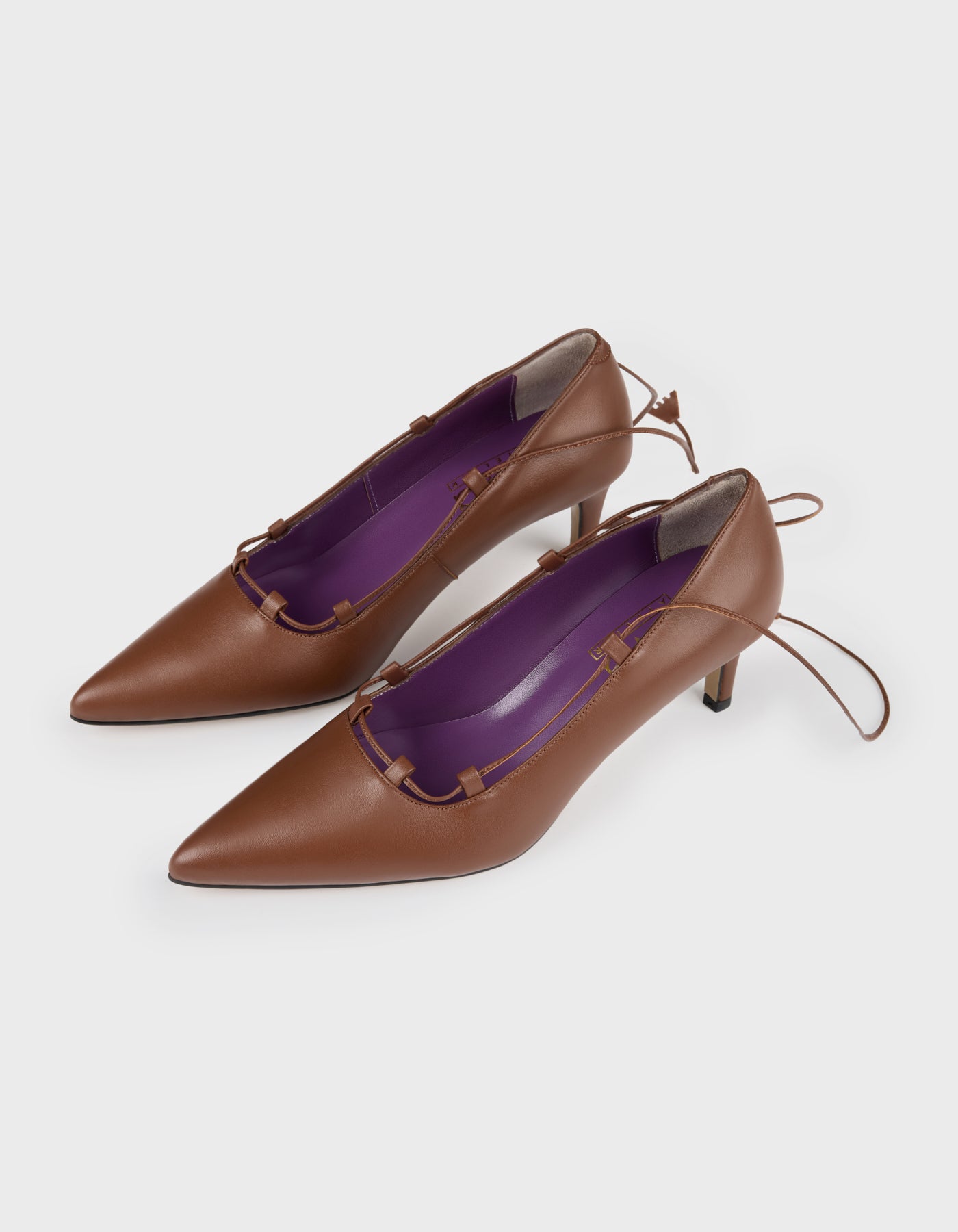 Hiva Atelier | Lace Up Pointed Toe Heels Nutshell | Her Tarza Uygun Deri Aksesuarlar
