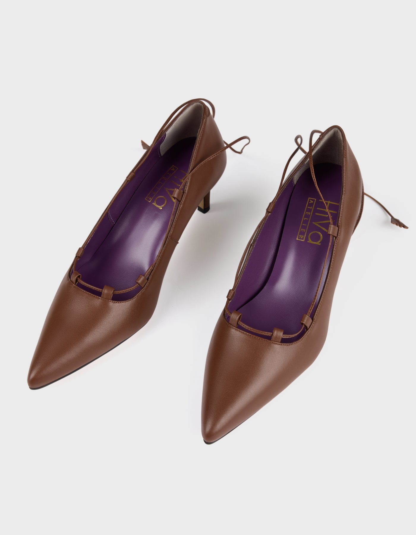 Hiva Atelier | Lace Up Pointed Toe Heels Nutshell | Her Tarza Uygun Deri Aksesuarlar