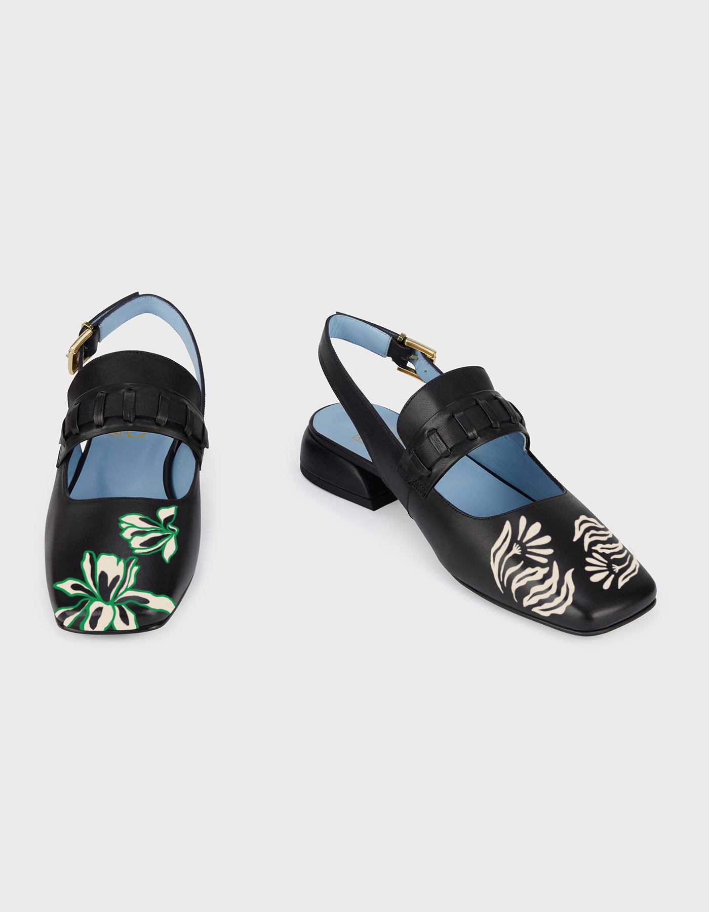 Hiva Atelier | Mary Jane Flat - Hand-Painted Black Enchanted Petals | Her Tarza Uygun Deri Aksesuarlar