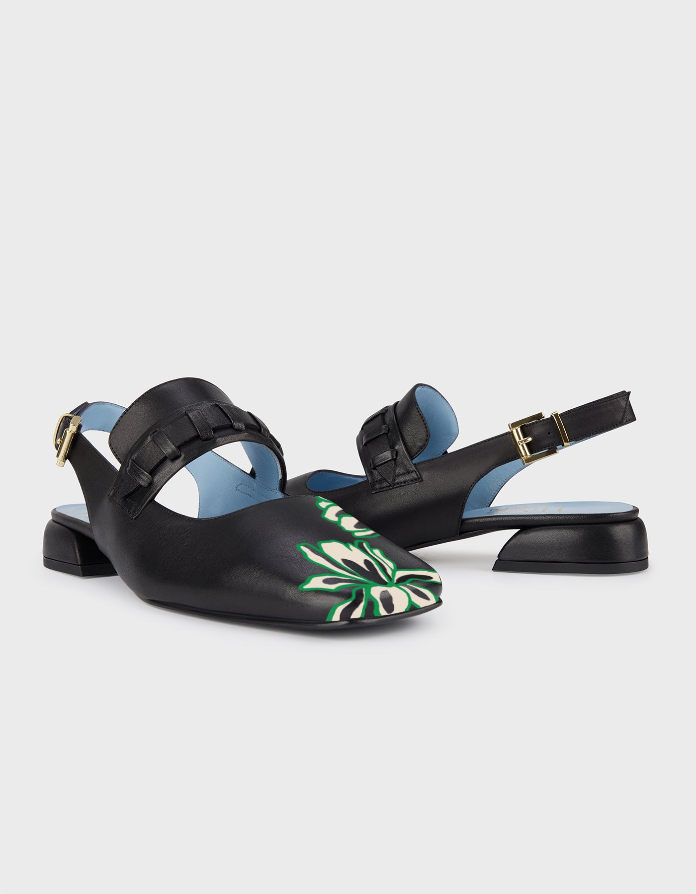 Hiva Atelier | Mary Jane Flat - Hand-Painted Black Enchanted Petals | Her Tarza Uygun Deri Aksesuarlar