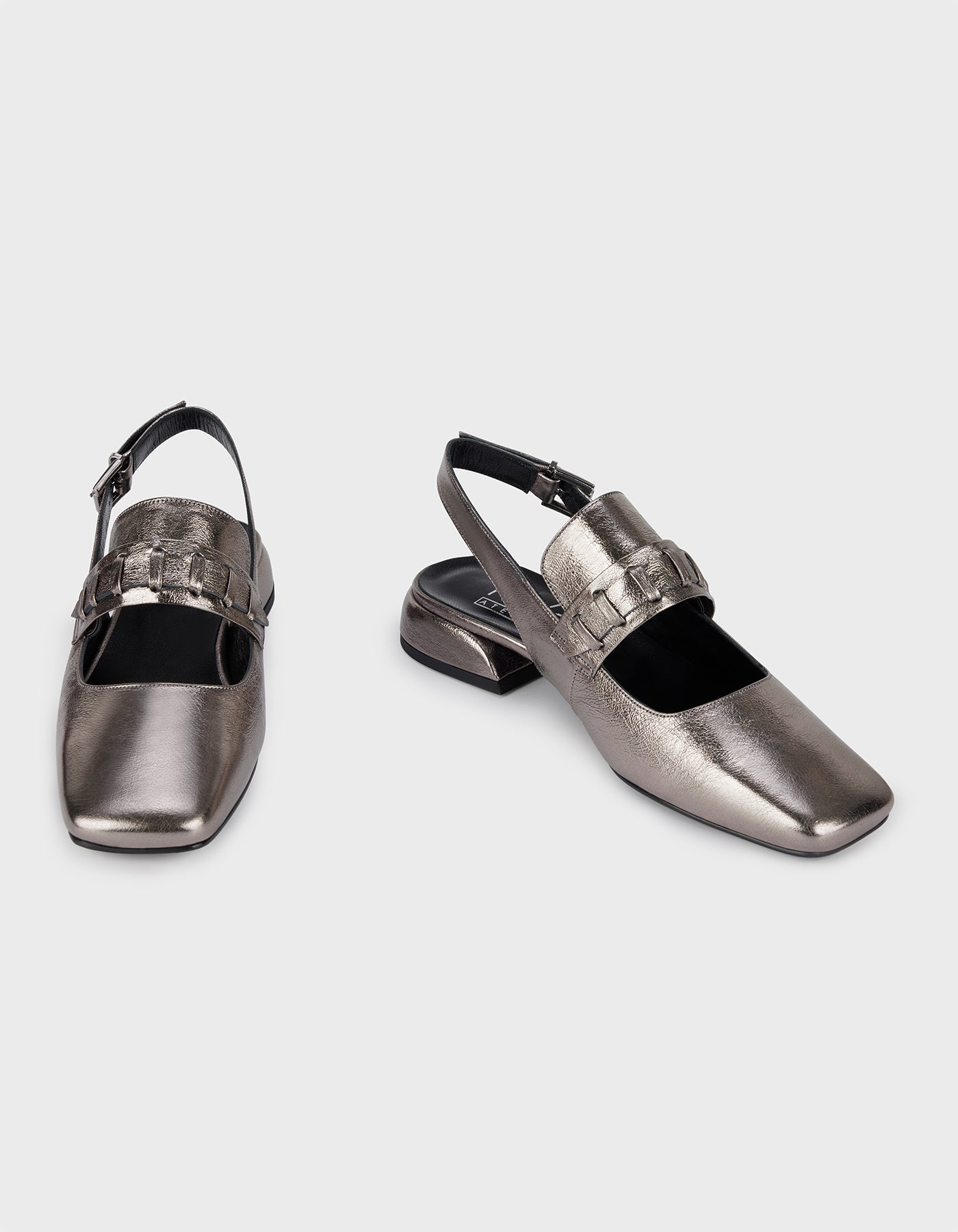 Hiva Atelier | Mary Jane Flat Metallic Anthracite | Her Tarza Uygun Deri Aksesuarlar