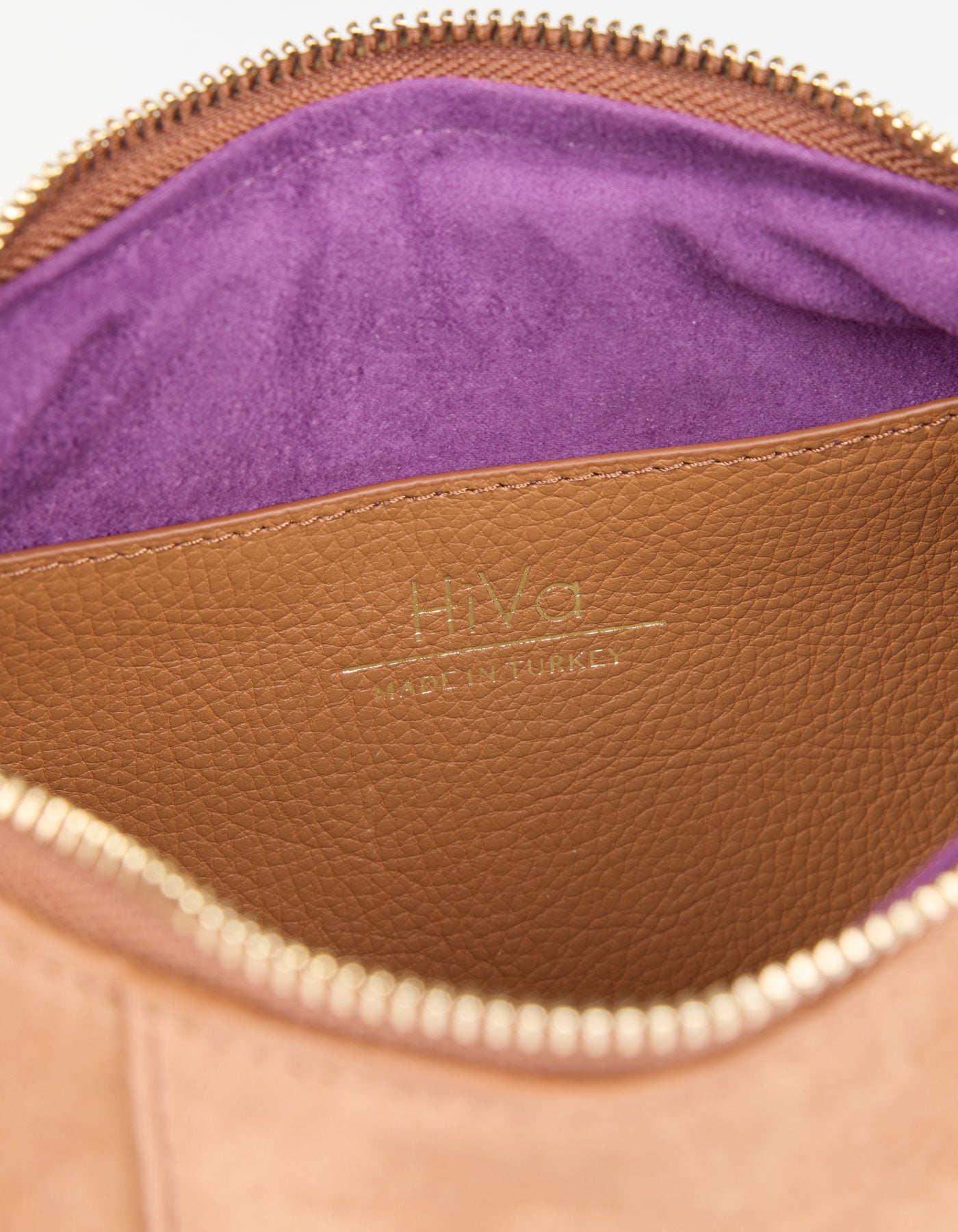 HiVa Atelier | Midi Croissant Bag Wood Wood Suede | Her Tarza Uygun Deri Aksesuarlar