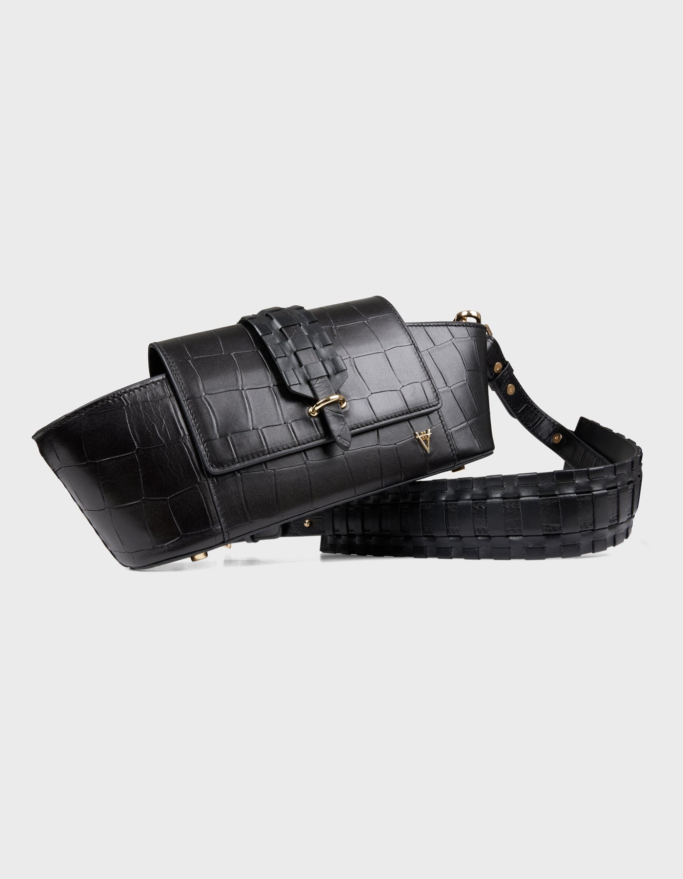 HiVa Atelier - Navis Shoulder Bag Croco Effect Black