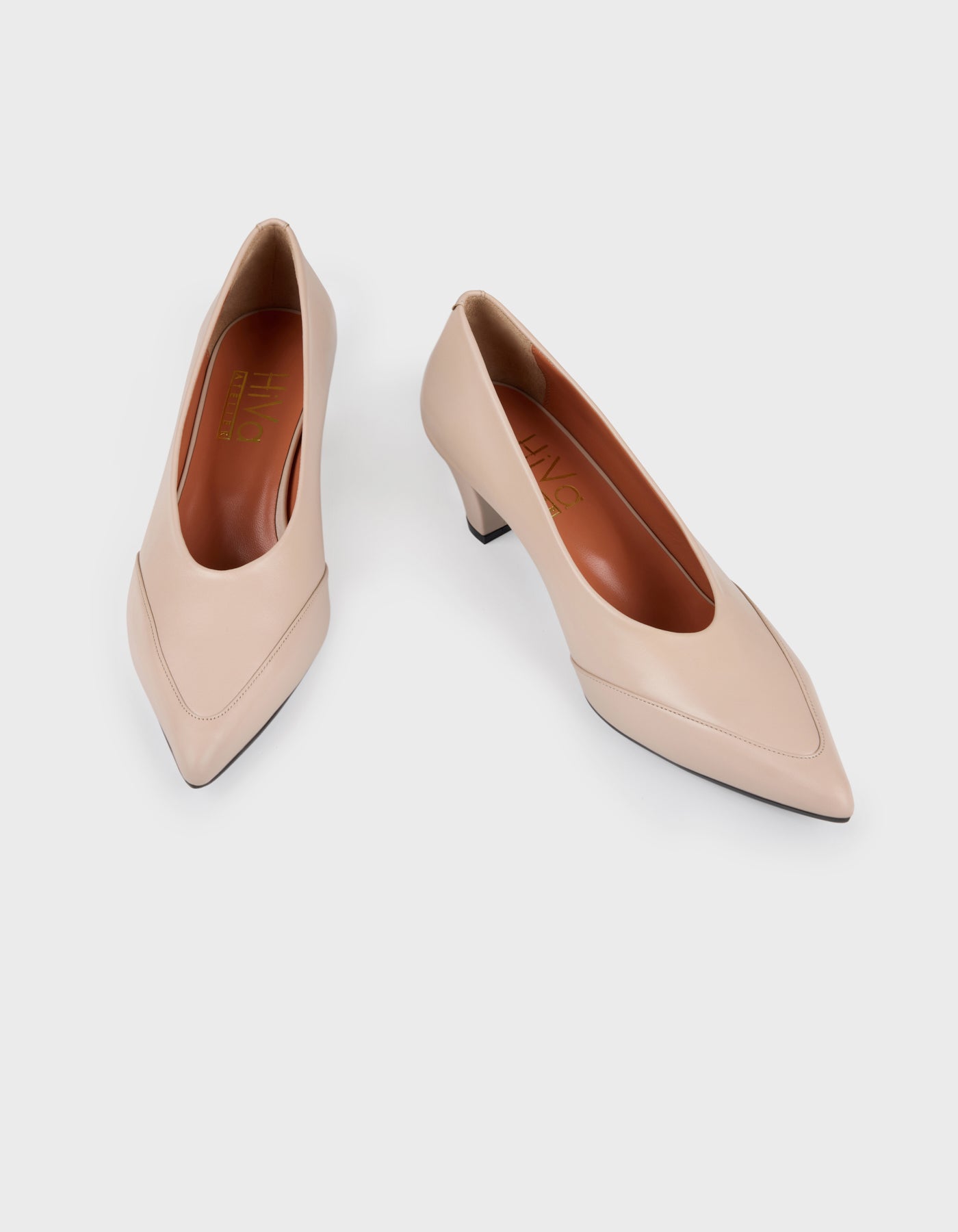 Hiva Atelier | Leather Pointed Toe Heels Cream | Her Tarza Uygun Deri Aksesuarlar