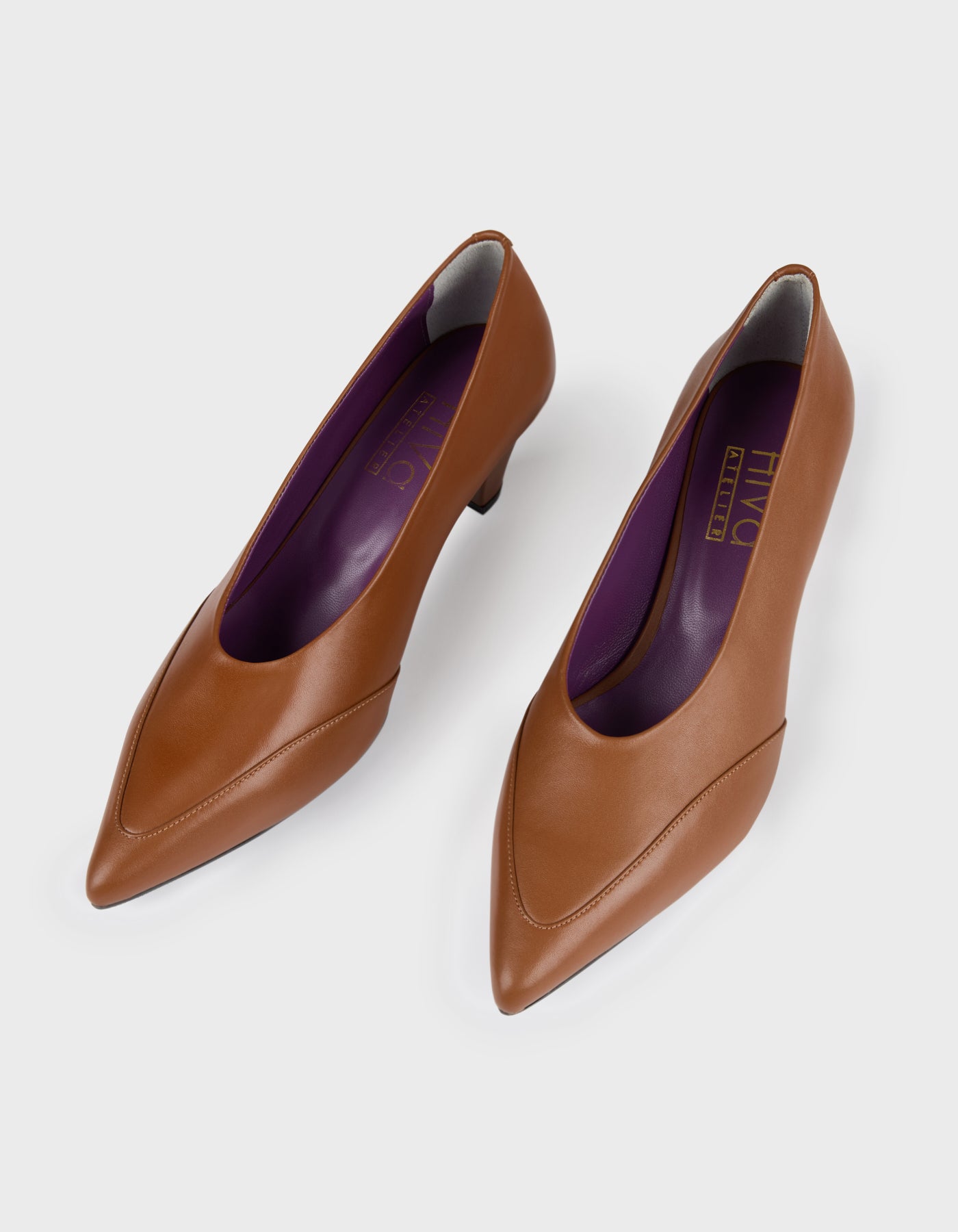 Hiva Atelier | Leather Pointed Toe Heels Wood | Her Tarza Uygun Deri Aksesuarlar
