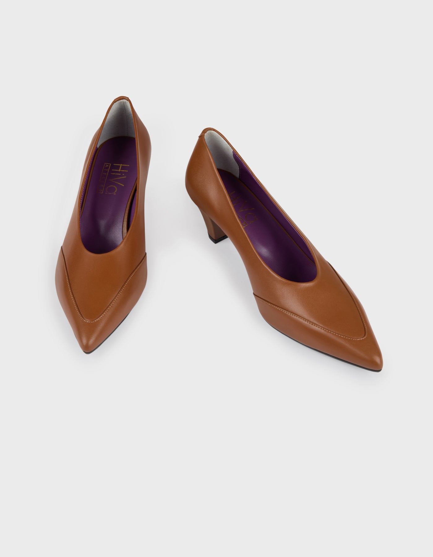 Hiva Atelier | Leather Pointed Toe Heels Wood | Her Tarza Uygun Deri Aksesuarlar