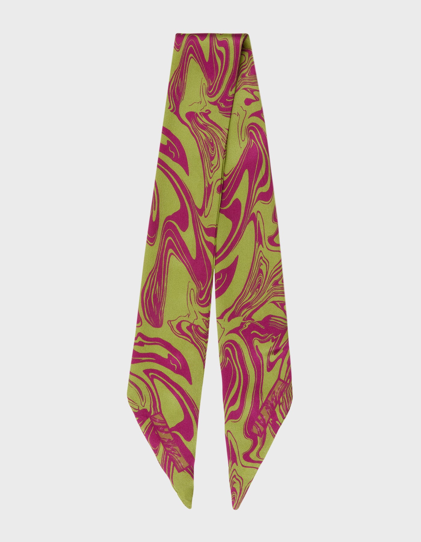 HiVa Atelier | Silk Scarf 5 X 90 CM Blocking Wave - Algae Green & Orchid Flower | Her Tarza Uygun Deri Aksesuarlar