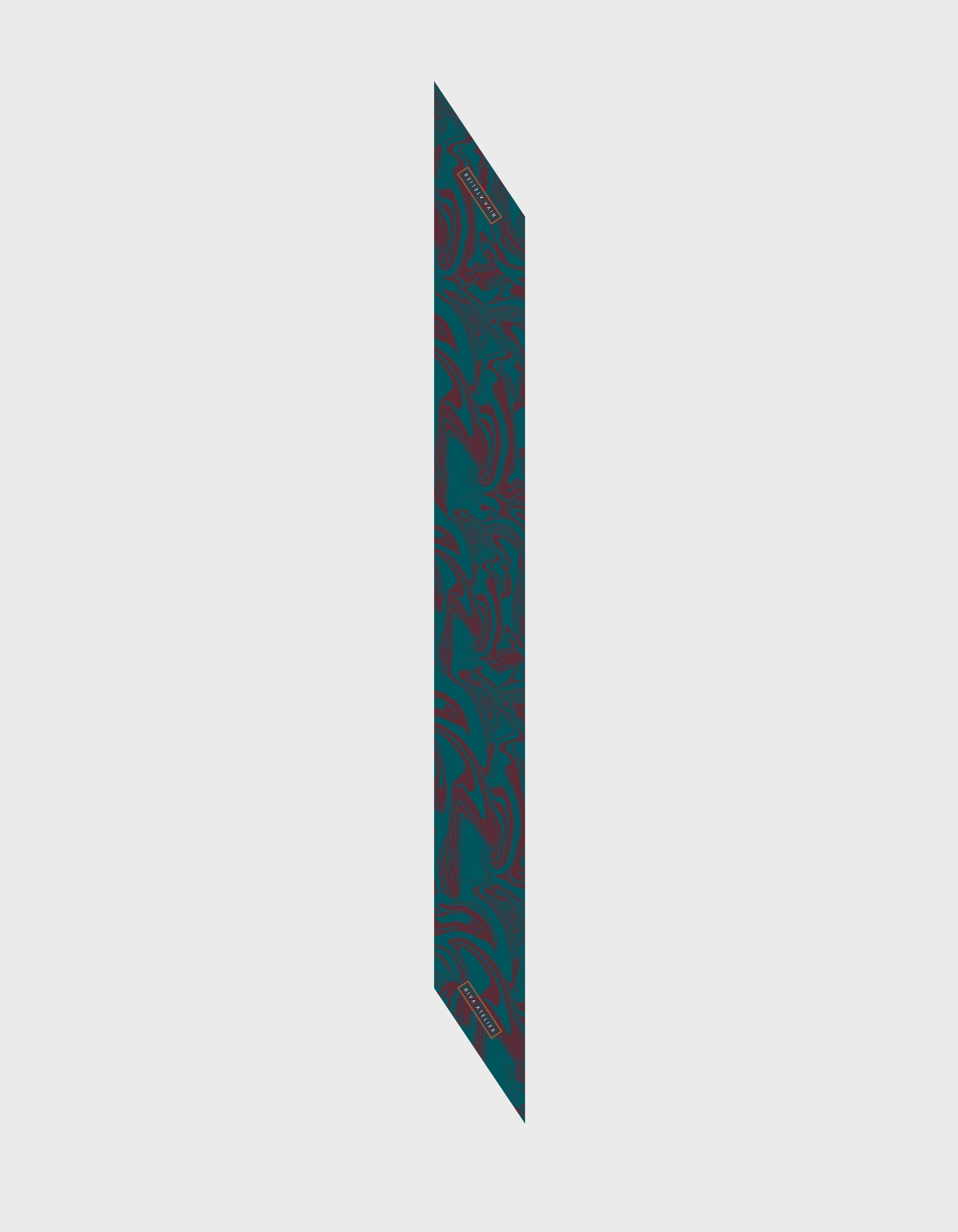 HiVa Atelier | Silk Scarf 5 X 90 CM Blocking Wave - Verdigris & Wine | Her Tarza Uygun Deri Aksesuarlar
