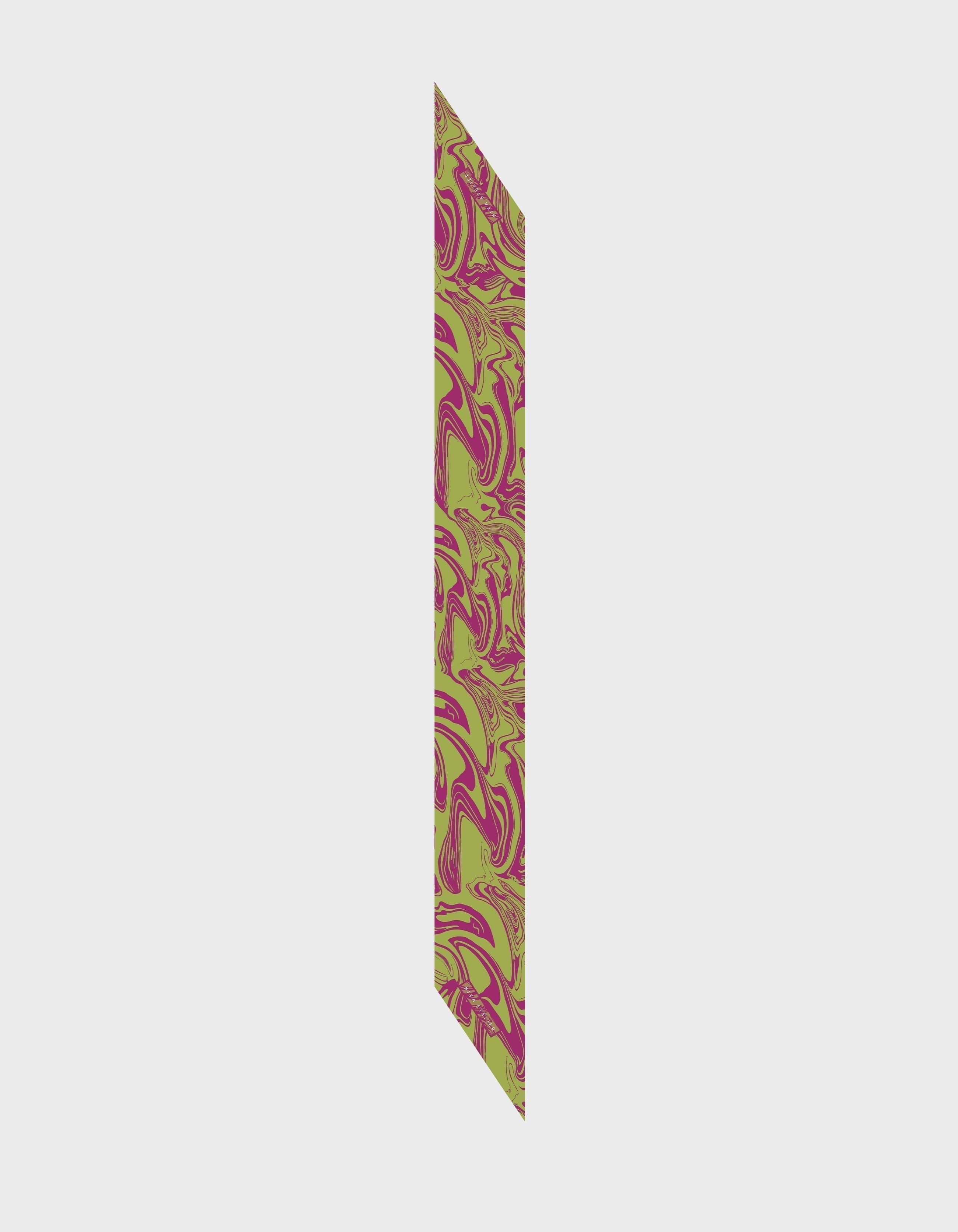 HiVa Atelier | Silk Scarf 5 X 90 CM Blocking Wave - Algae Green & Orchid Flower | Her Tarza Uygun Deri Aksesuarlar