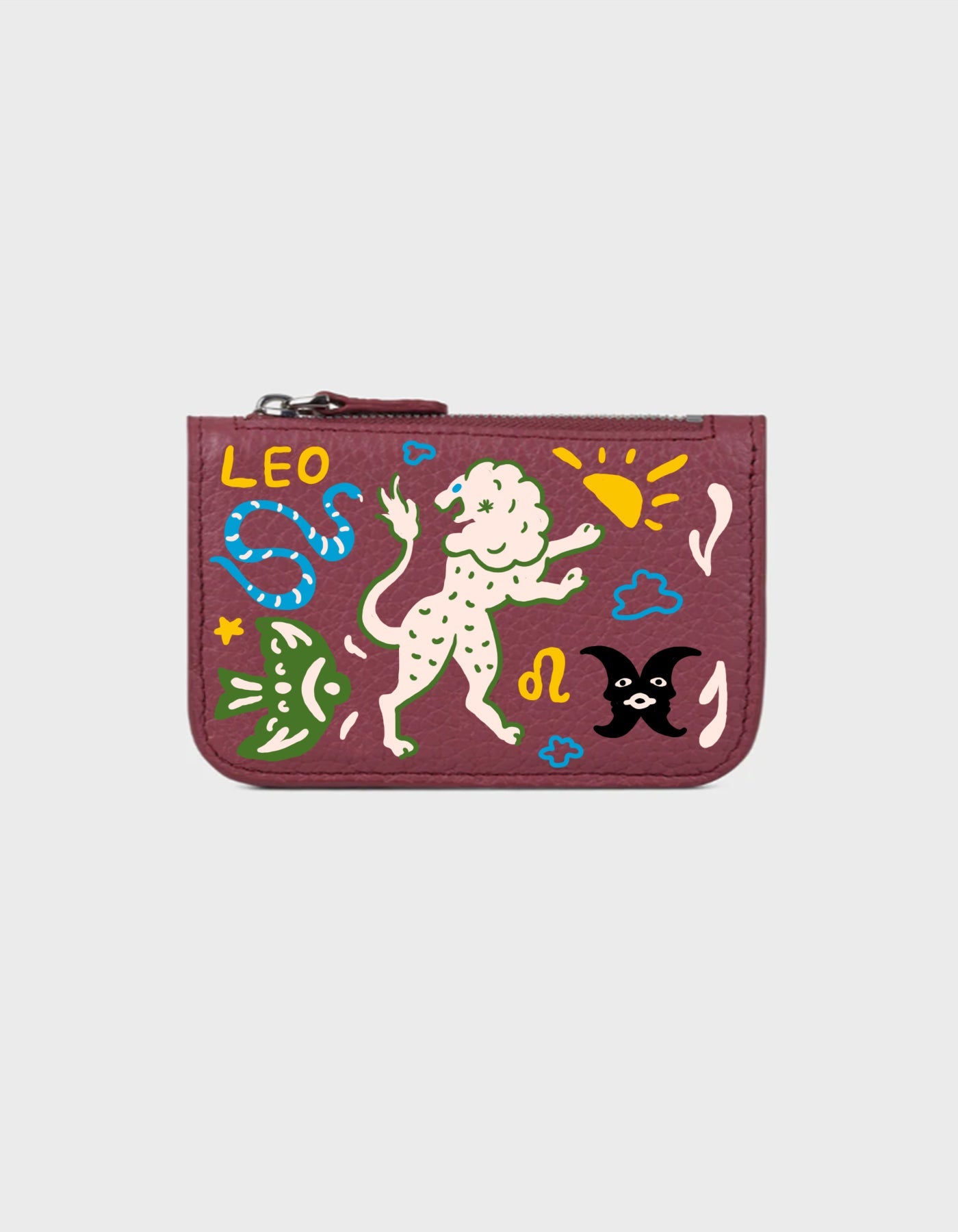 Hiva Atelier | Alae Zodiac Edition - Hand-Painted Burgundy Leo | Her Tarza Uygun Deri Aksesuarlar