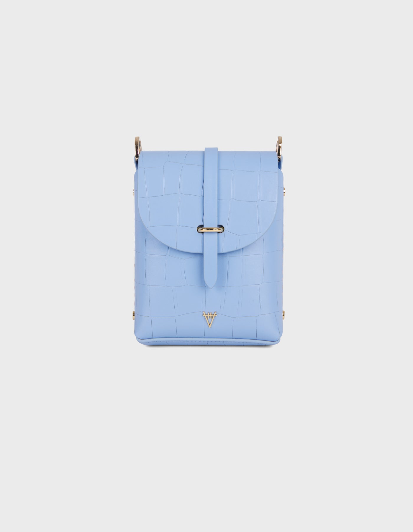 Hiva Atelier - Mini Astrum Shoulder Bag Croco Effect Tranquil Blue