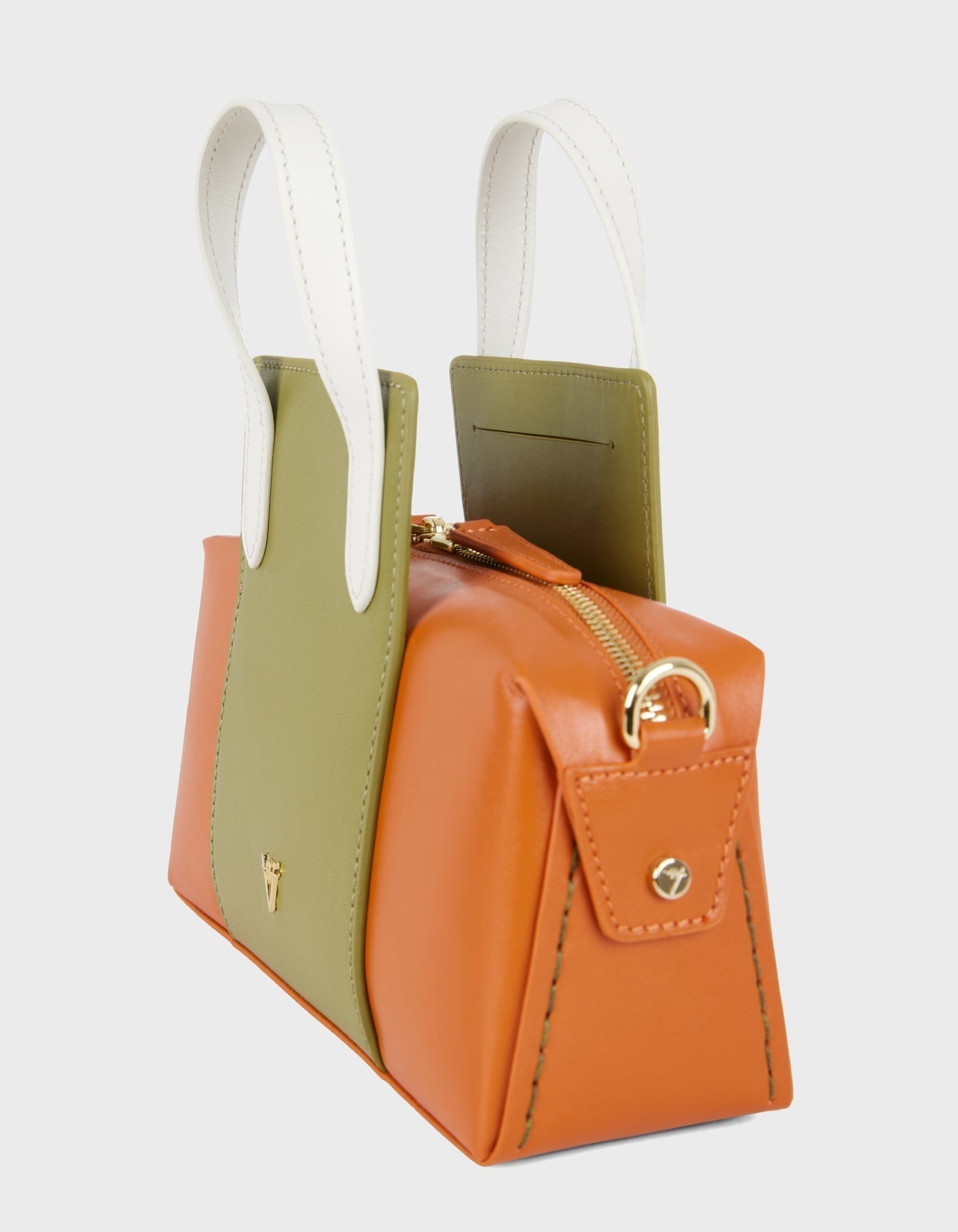 Hiva Atelier - Onsra Cylinder Shoulder Bag Burnt Orange & Olive & Bone