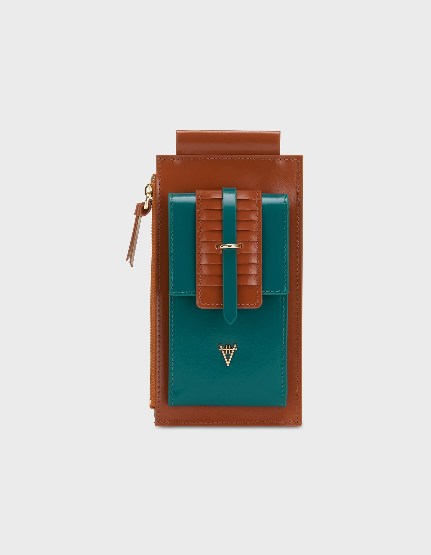 HiVa Atelier | Crossbody Phone Bag Verdigris & Bombay Brown | Her Tarza Uygun Deri Aksesuarlar