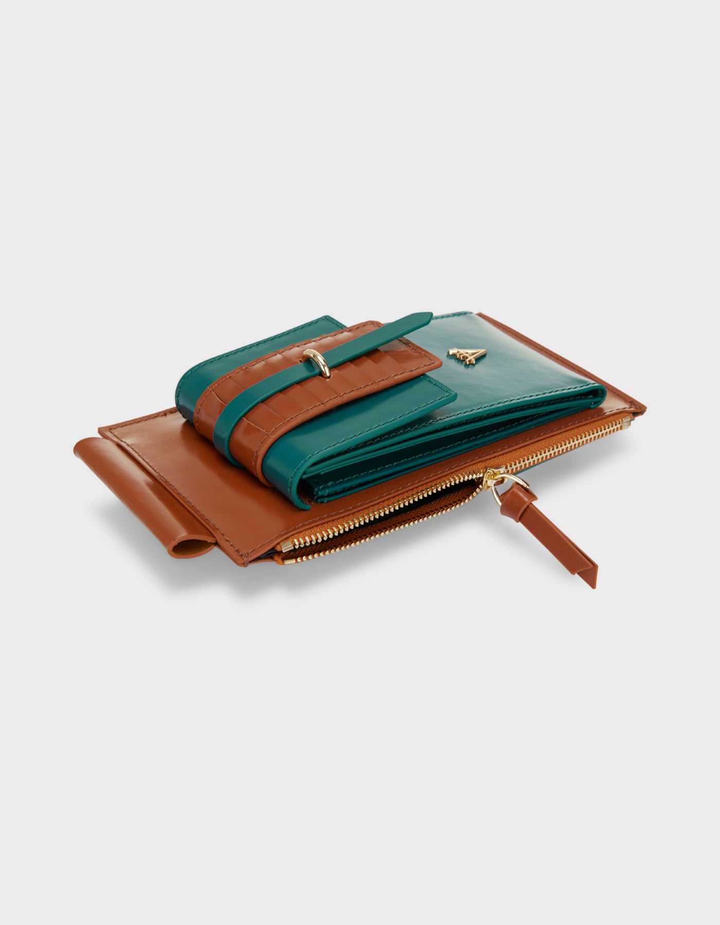 HiVa Atelier | Crossbody Phone Bag Verdigris & Bombay Brown | Her Tarza Uygun Deri Aksesuarlar