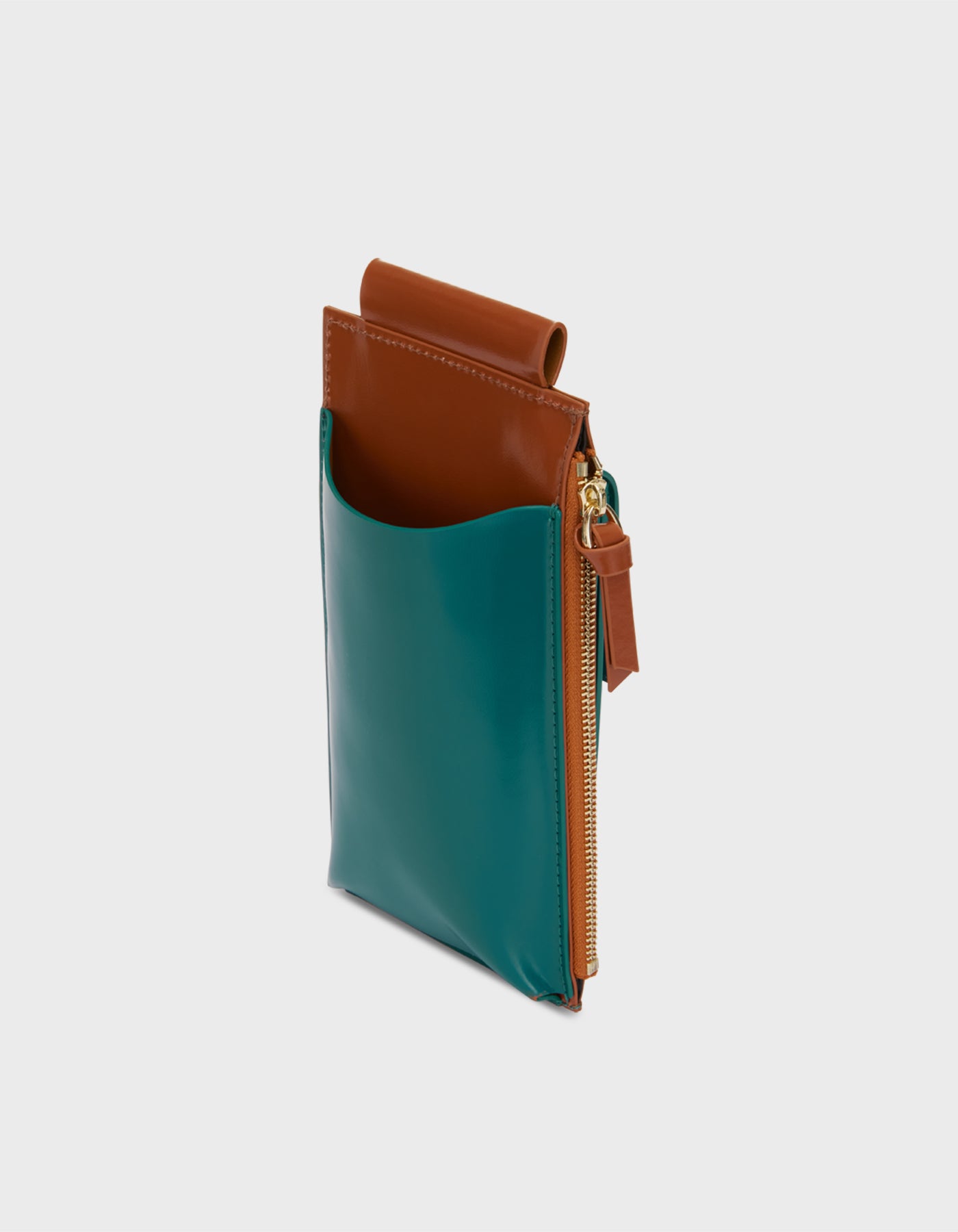 HiVa Atelier | Crossbody Phone Bag Verdigris & Bombay Brown | Her Tarza Uygun Deri Aksesuarlar