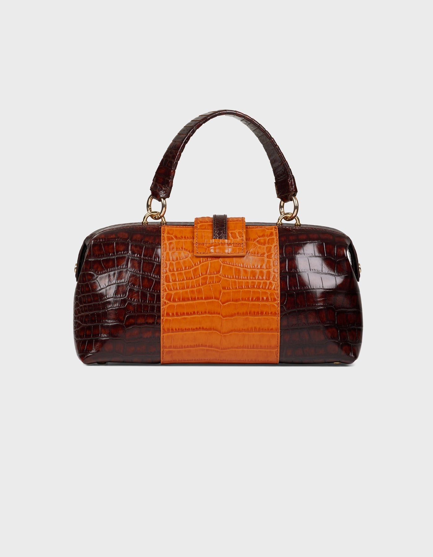 Hiva Atelier | Nubes Doctor Bag Croco Effect Chocolate & Burnt Orange | Her Tarza Uygun Deri Aksesuarlar