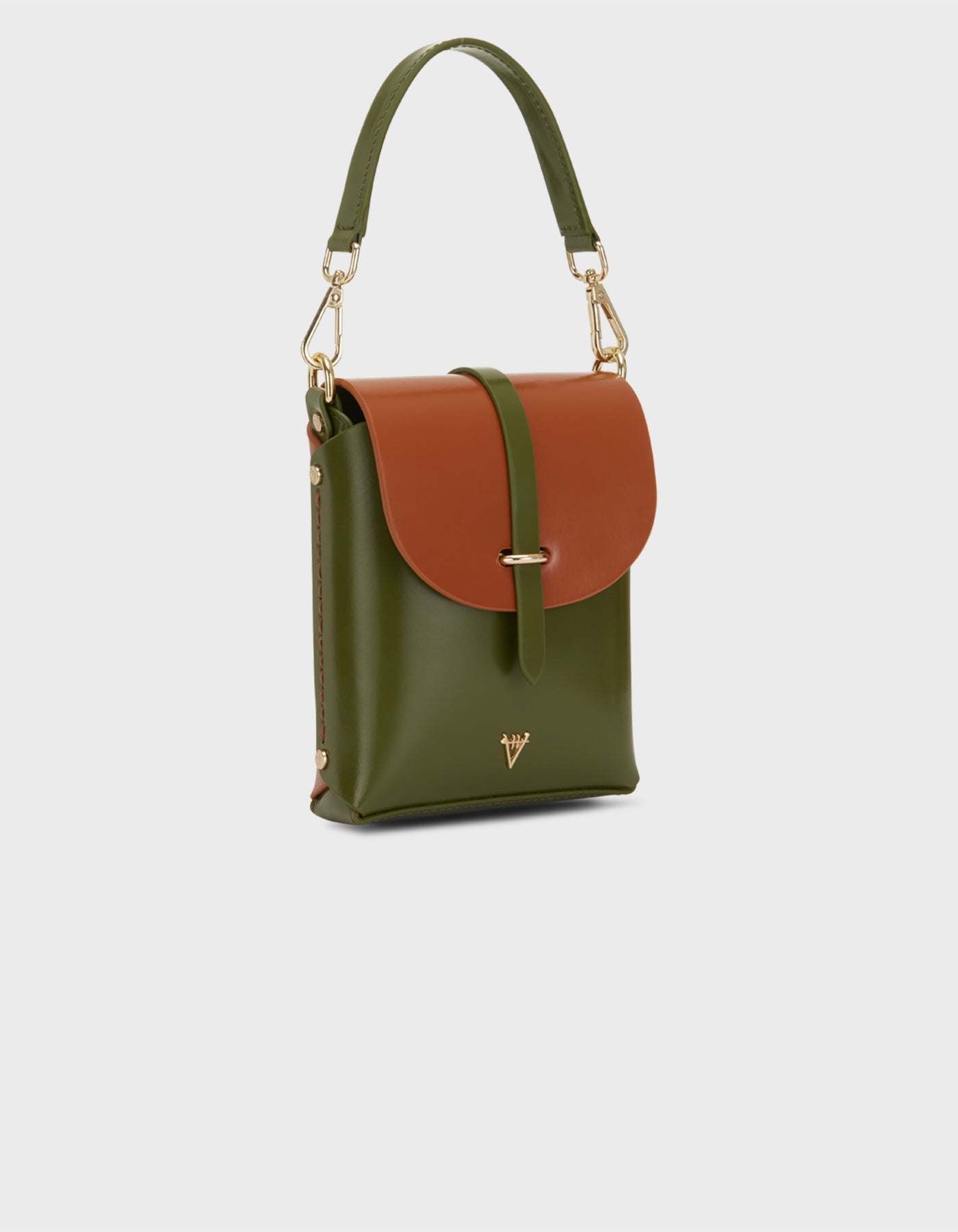 Hiva Atelier | Mini Astrum Shoulder Bag Burnt Orange & Olive | Her Tarza Uygun Deri Aksesuarlar