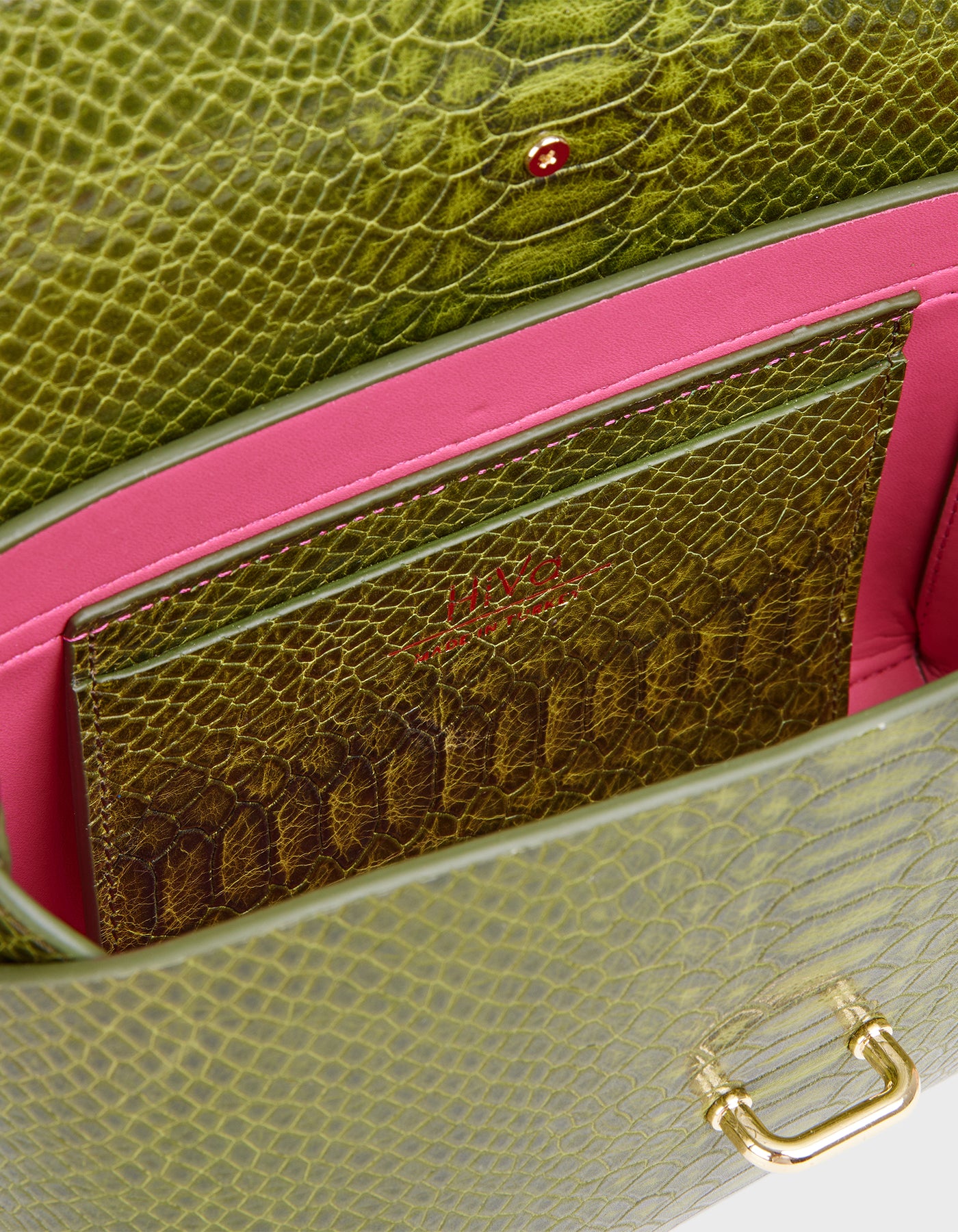 Hiva Atelier | Harmonia Shoulder Bag Snake Effect Olive | Her Tarza Uygun Deri Aksesuarlar