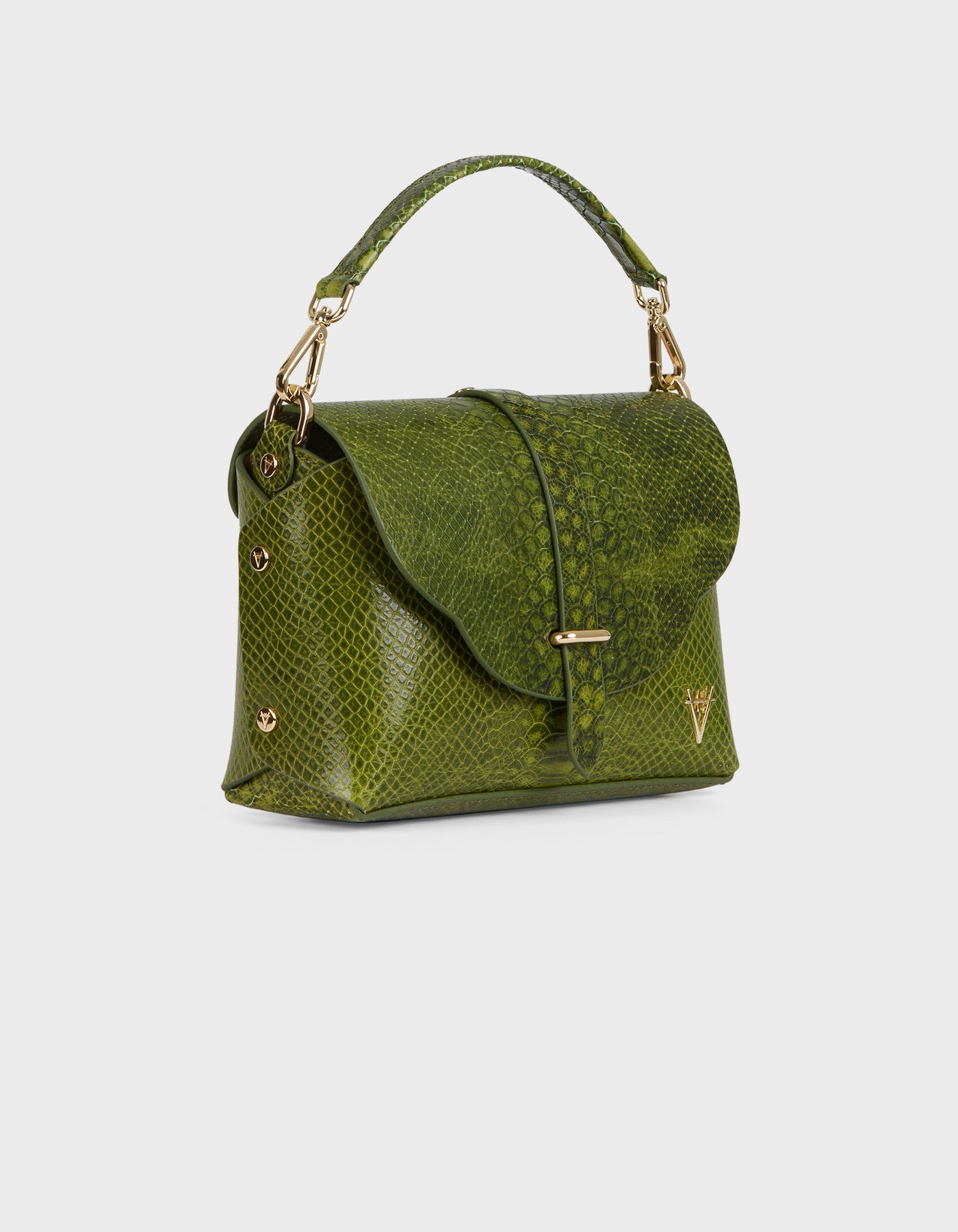 Hiva Atelier | Harmonia Shoulder Bag Snake Effect Olive | Her Tarza Uygun Deri Aksesuarlar