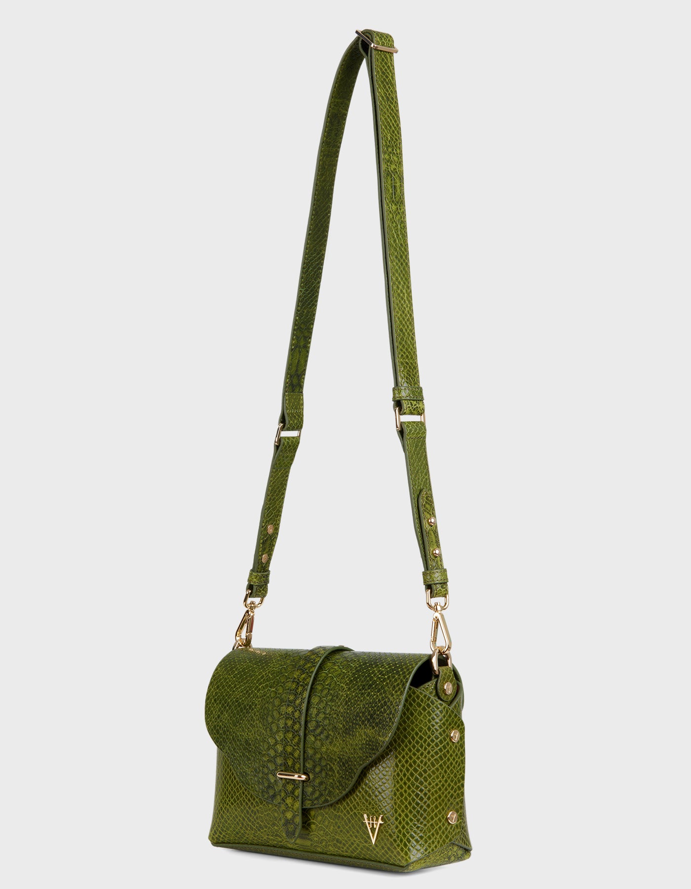 Hiva Atelier | Harmonia Shoulder Bag Snake Effect Olive | Her Tarza Uygun Deri Aksesuarlar