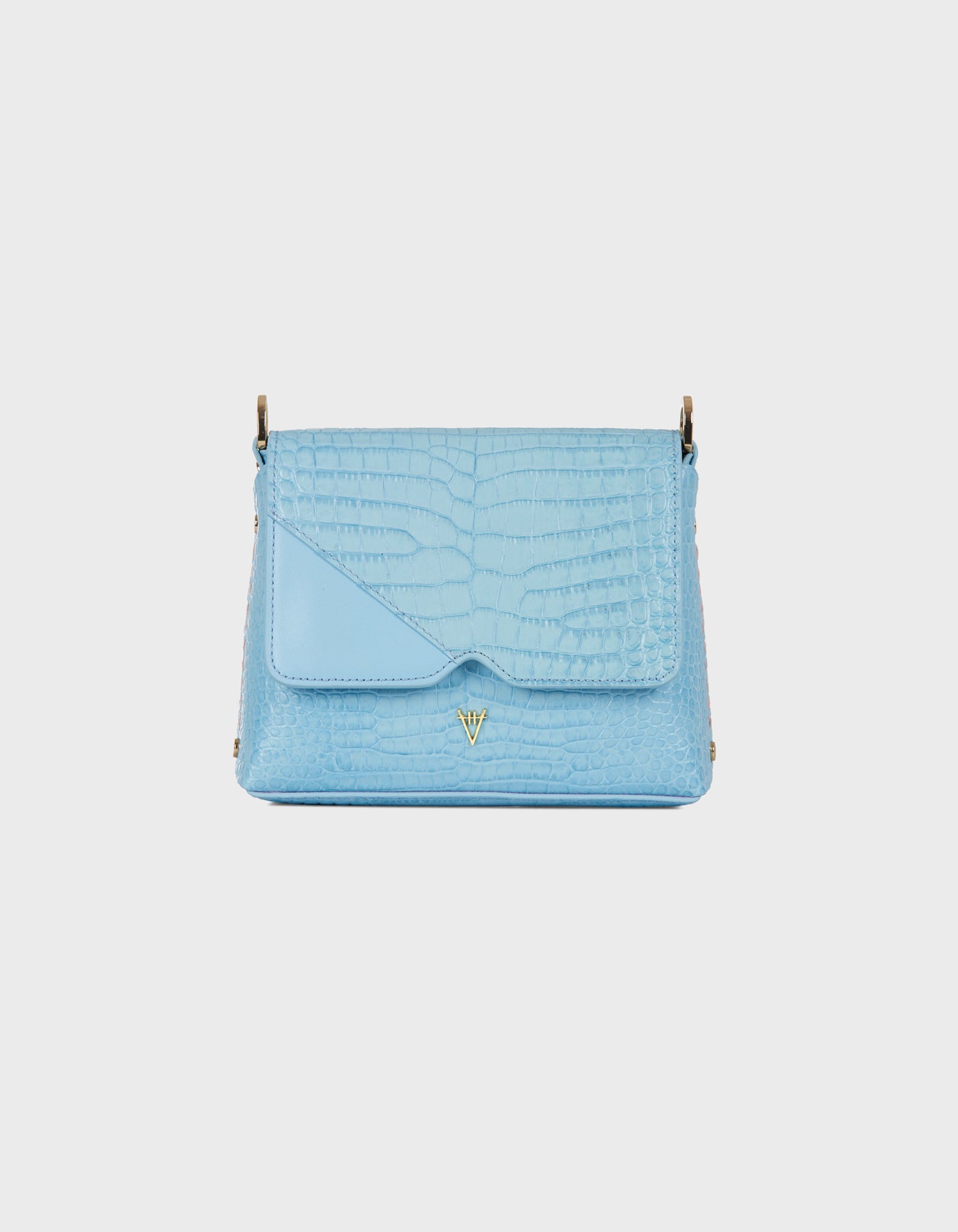HiVa Atelier - Mini Mare Shoulder Bag Croco Effect Tranquil Blue