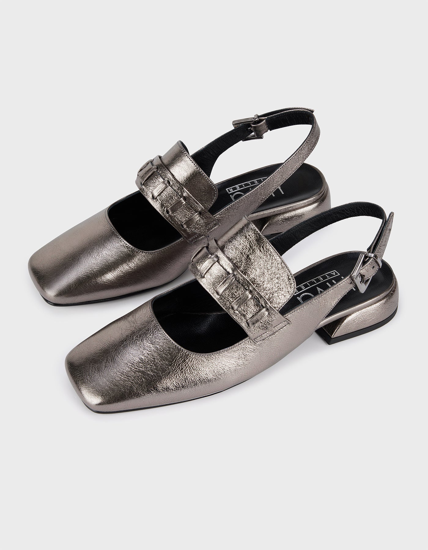 Hiva Atelier - Mary Jane Flat Metallic Anthracite