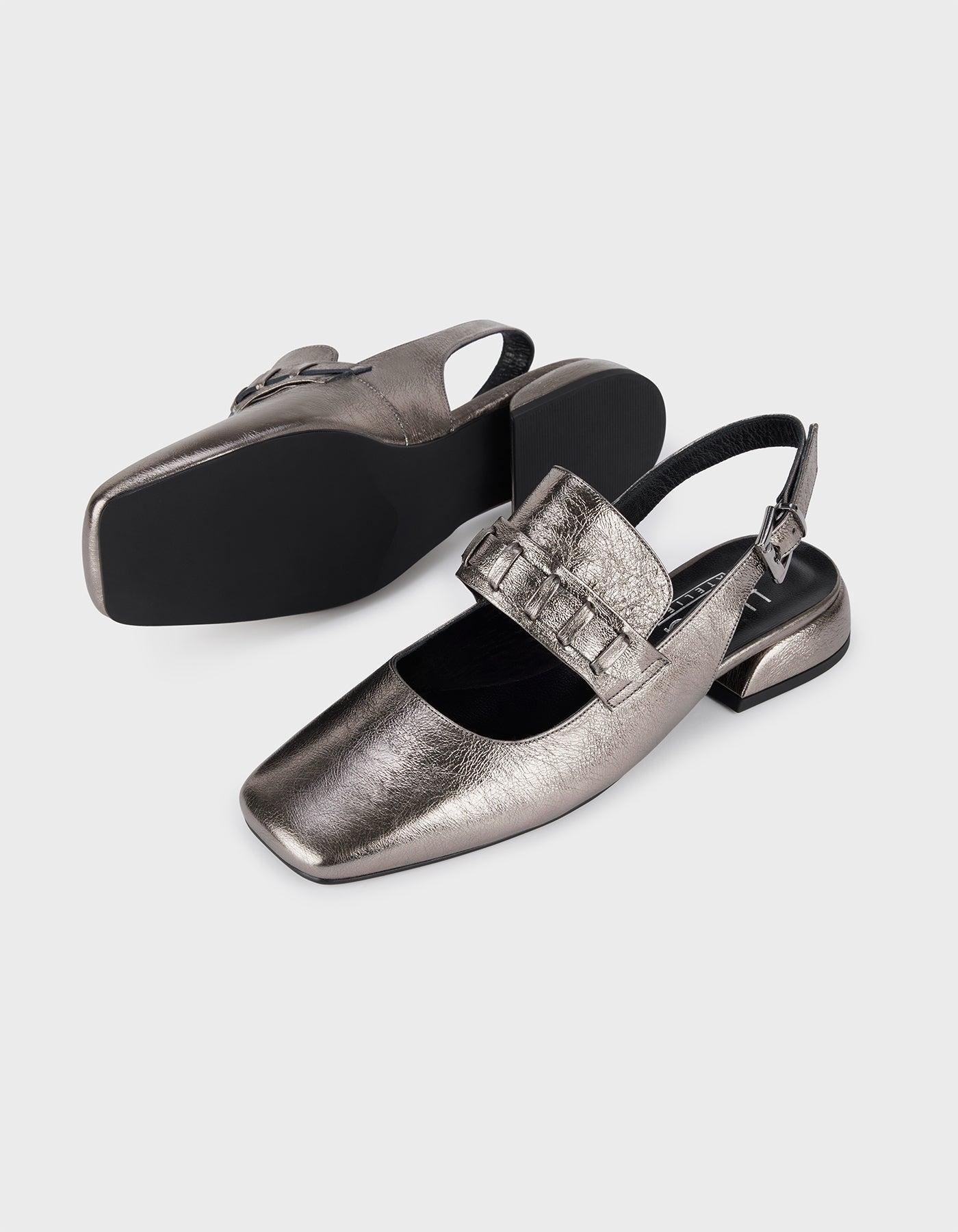 Hiva Atelier - Mary Jane Flat Metallic Anthracite