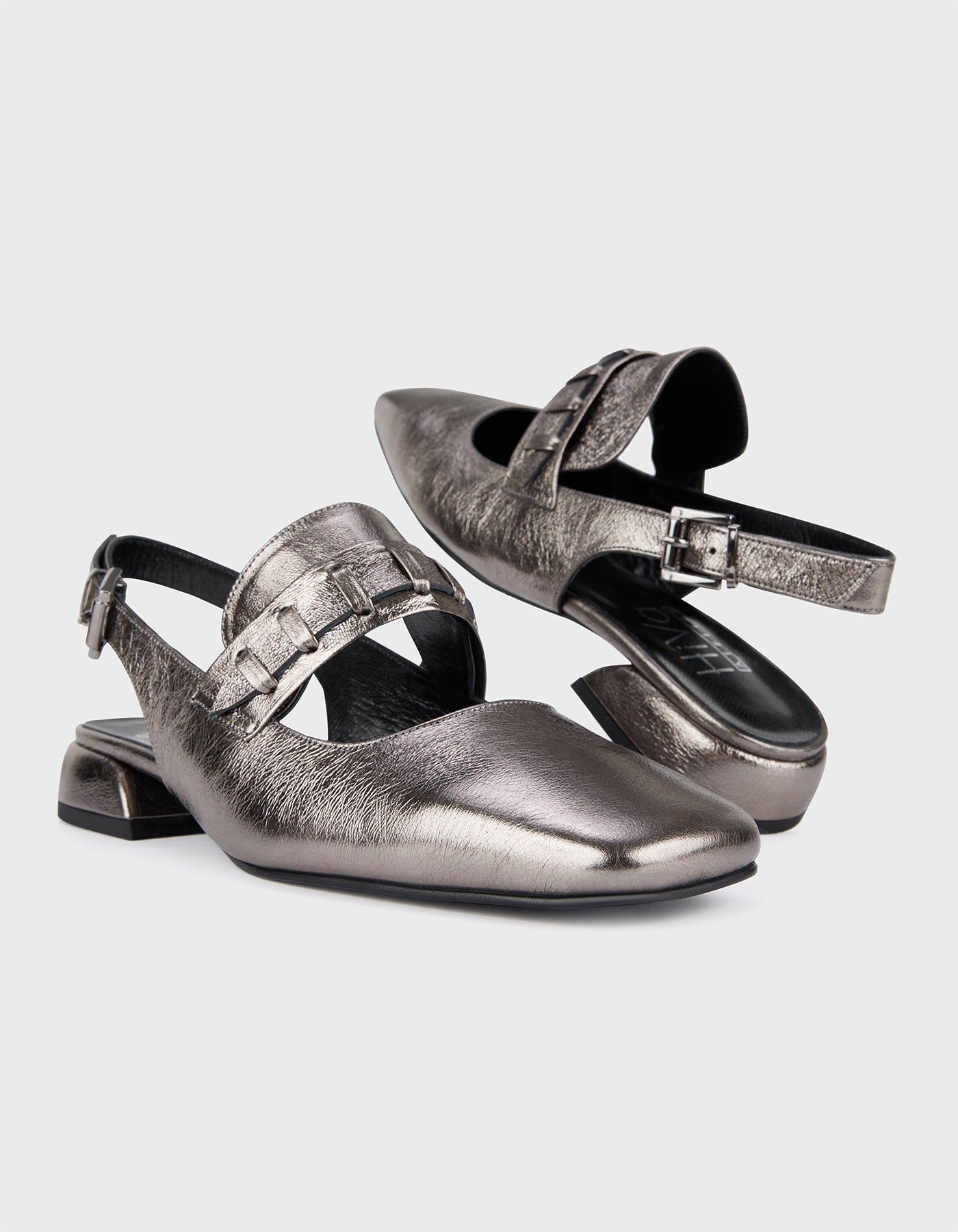 Hiva Atelier | Mary Jane Flat Metallic Anthracite | Her Tarza Uygun Deri Aksesuarlar