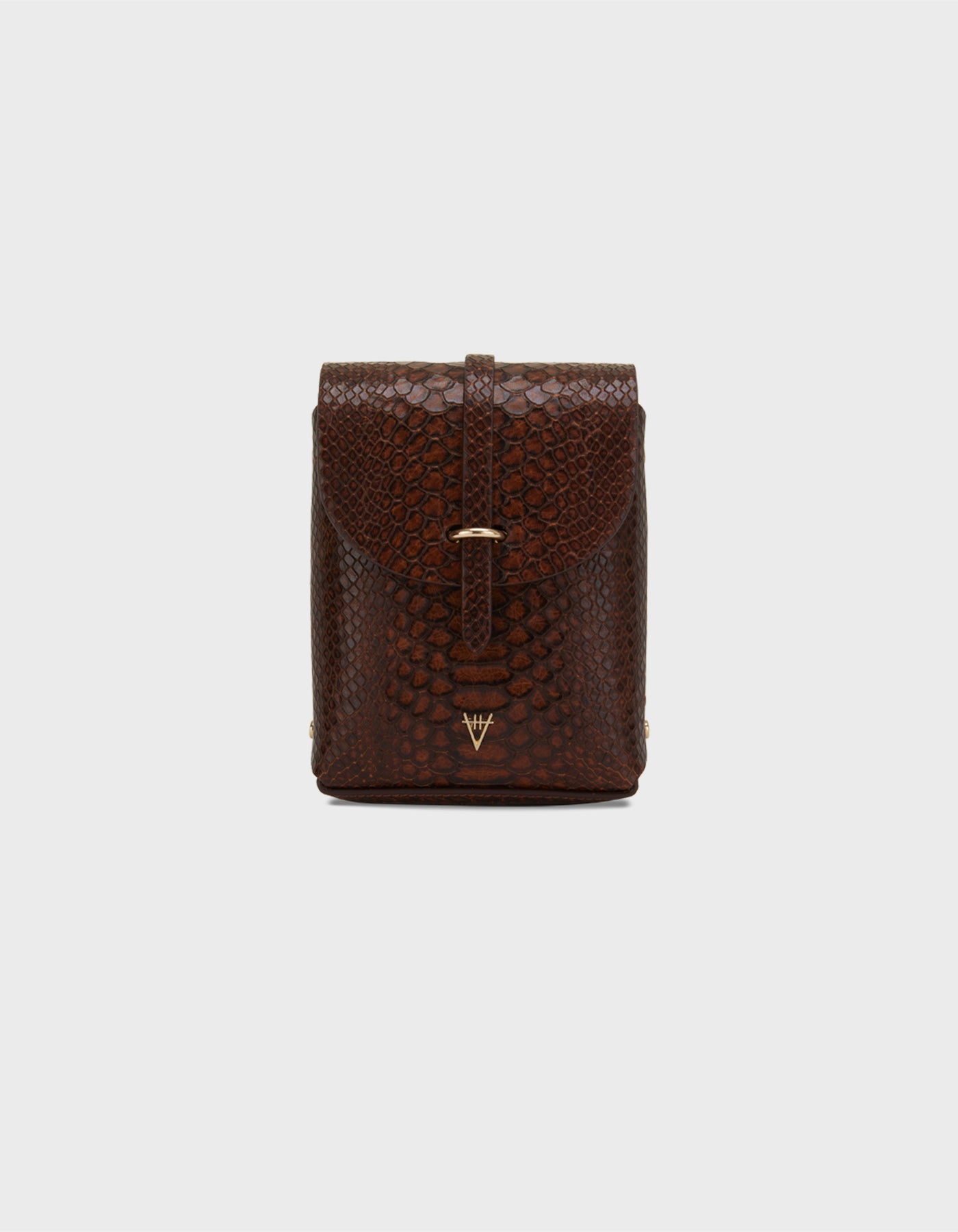 Hiva Atelier | Mini Astrum Shoulder Bag Snake Effect Cognac | Her Tarza Uygun Deri Aksesuarlar