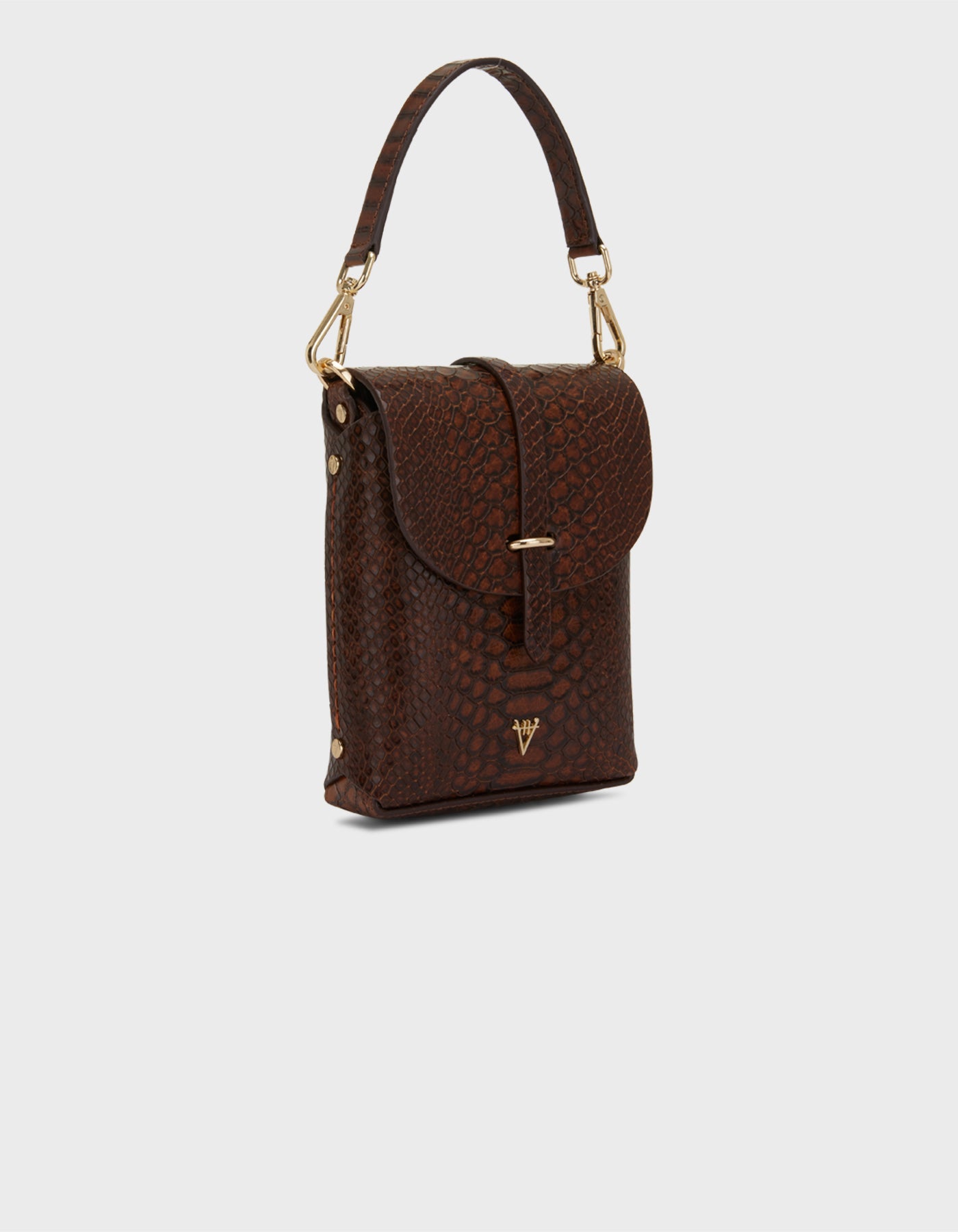 Hiva Atelier | Mini Astrum Shoulder Bag Snake Effect Cognac | Her Tarza Uygun Deri Aksesuarlar