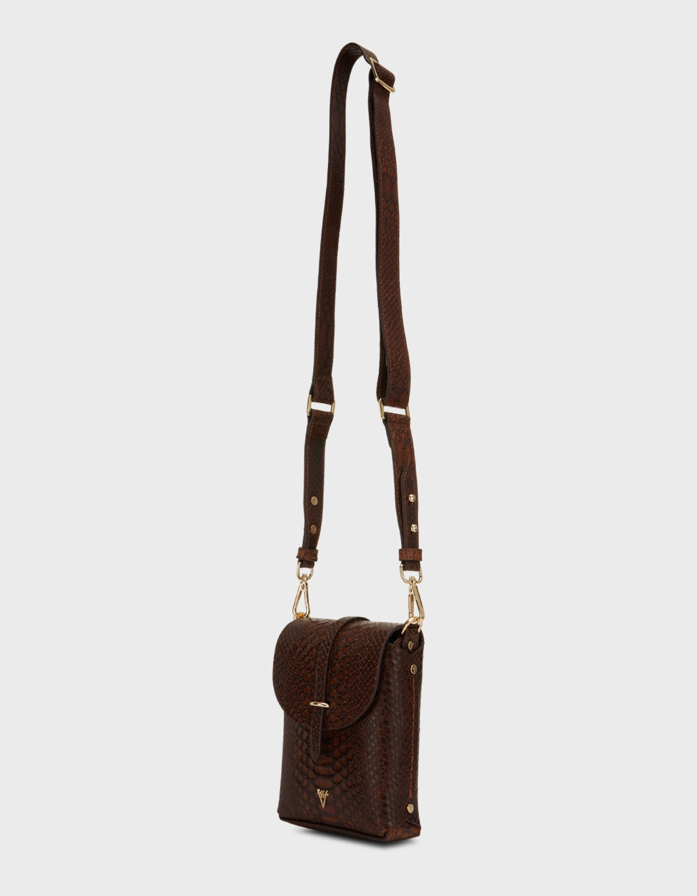 Hiva Atelier | Mini Astrum Shoulder Bag Snake Effect Cognac | Her Tarza Uygun Deri Aksesuarlar