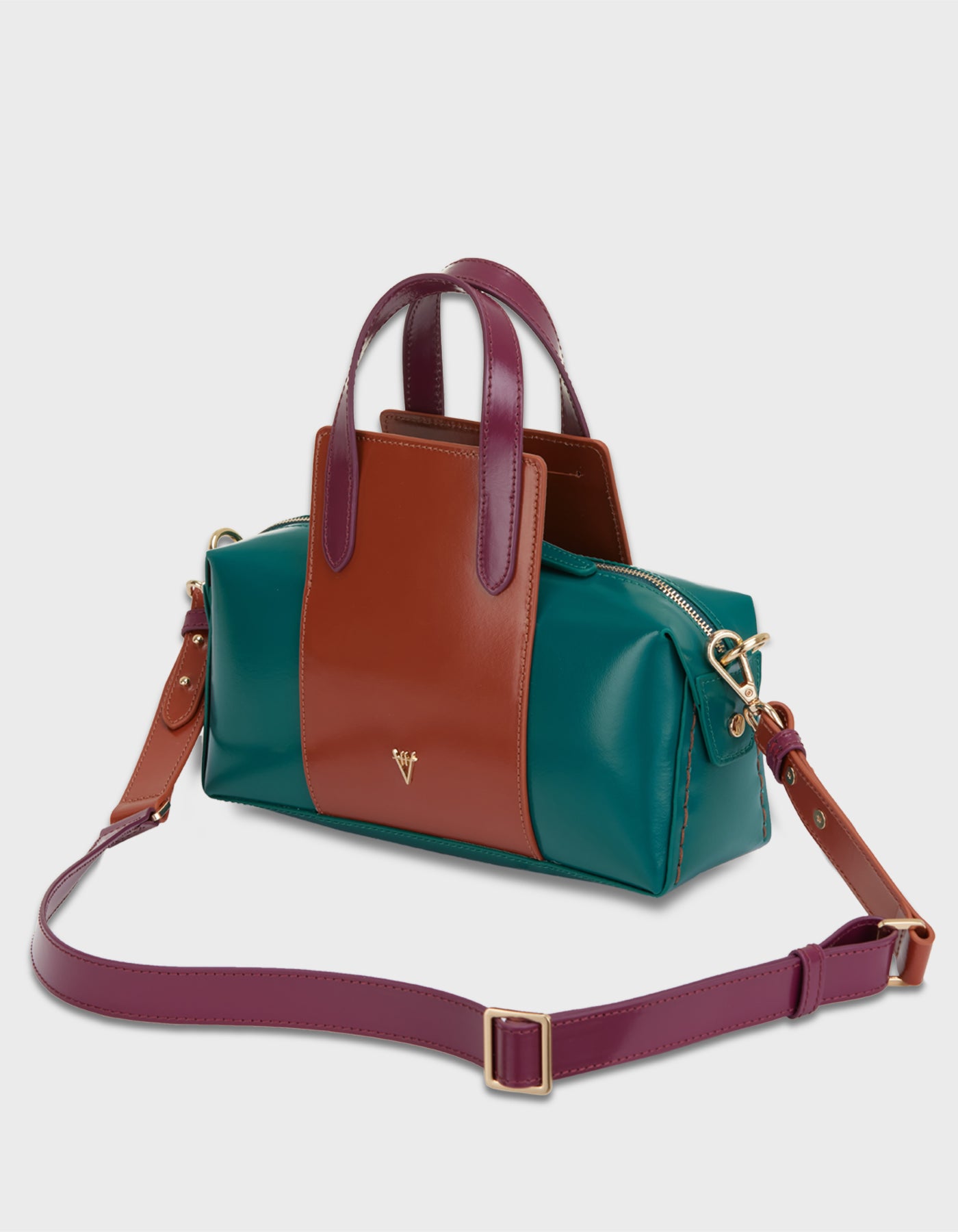 Hiva Atelier | Onsra Cylinder Shoulder Bag Verdigris Wine Bombay Brown | Her Tarza Uygun Deri Aksesuarlar