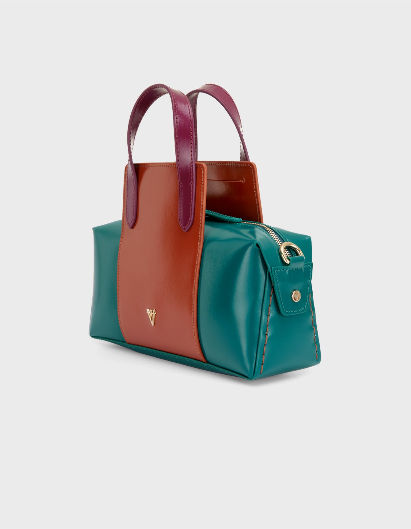 Hiva Atelier | Onsra Cylinder Shoulder Bag Verdigris Wine Bombay Brown | Her Tarza Uygun Deri Aksesuarlar