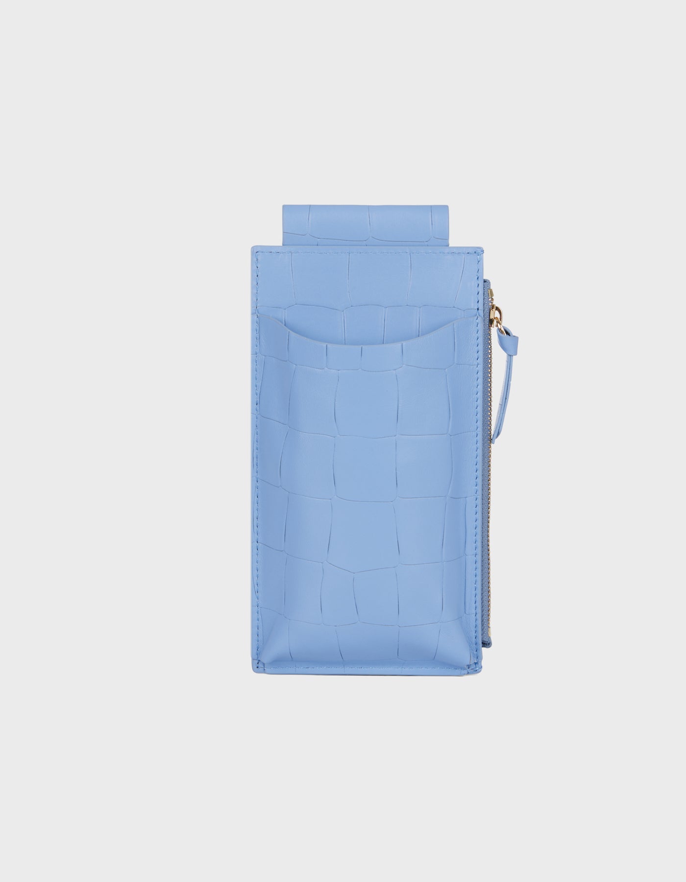 HiVa Atelier - Crossbody Phone Bag Croco Effect Tranquil Blue