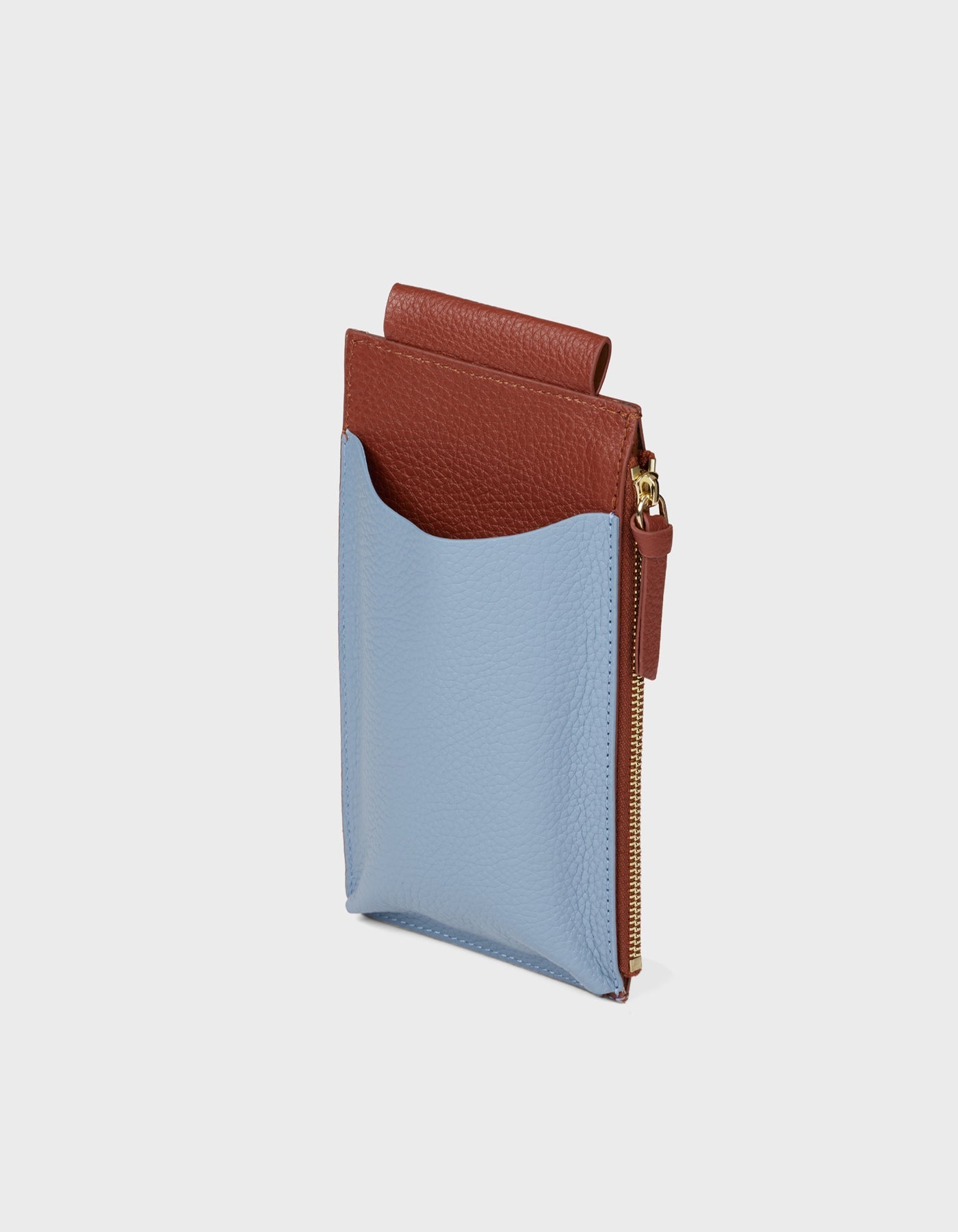 HiVa Atelier | Crossbody Phone Bag Ginger & Sky Blue | Her Tarza Uygun Deri Aksesuarlar